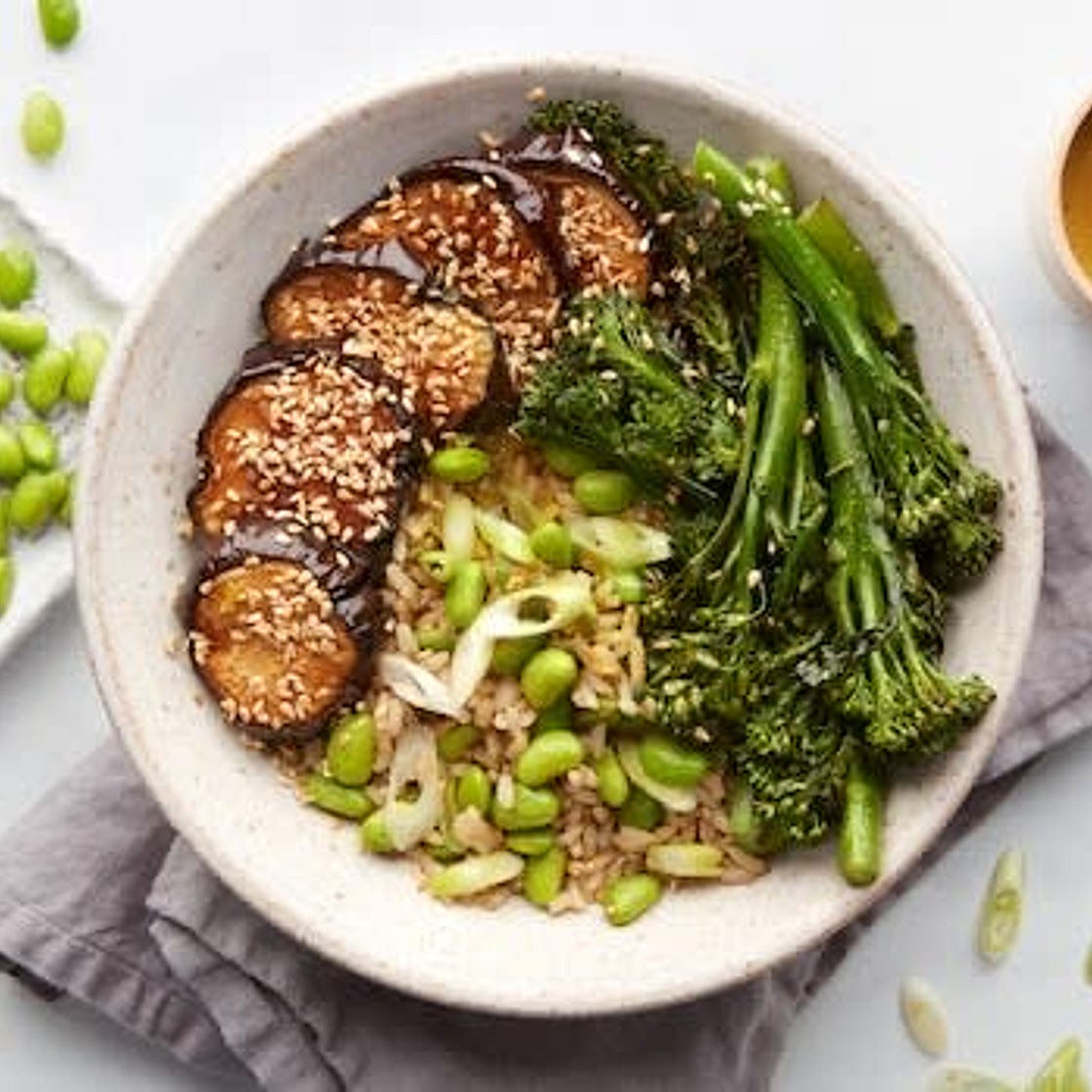 Aubergine Katsu Curry with Edamame & Rice