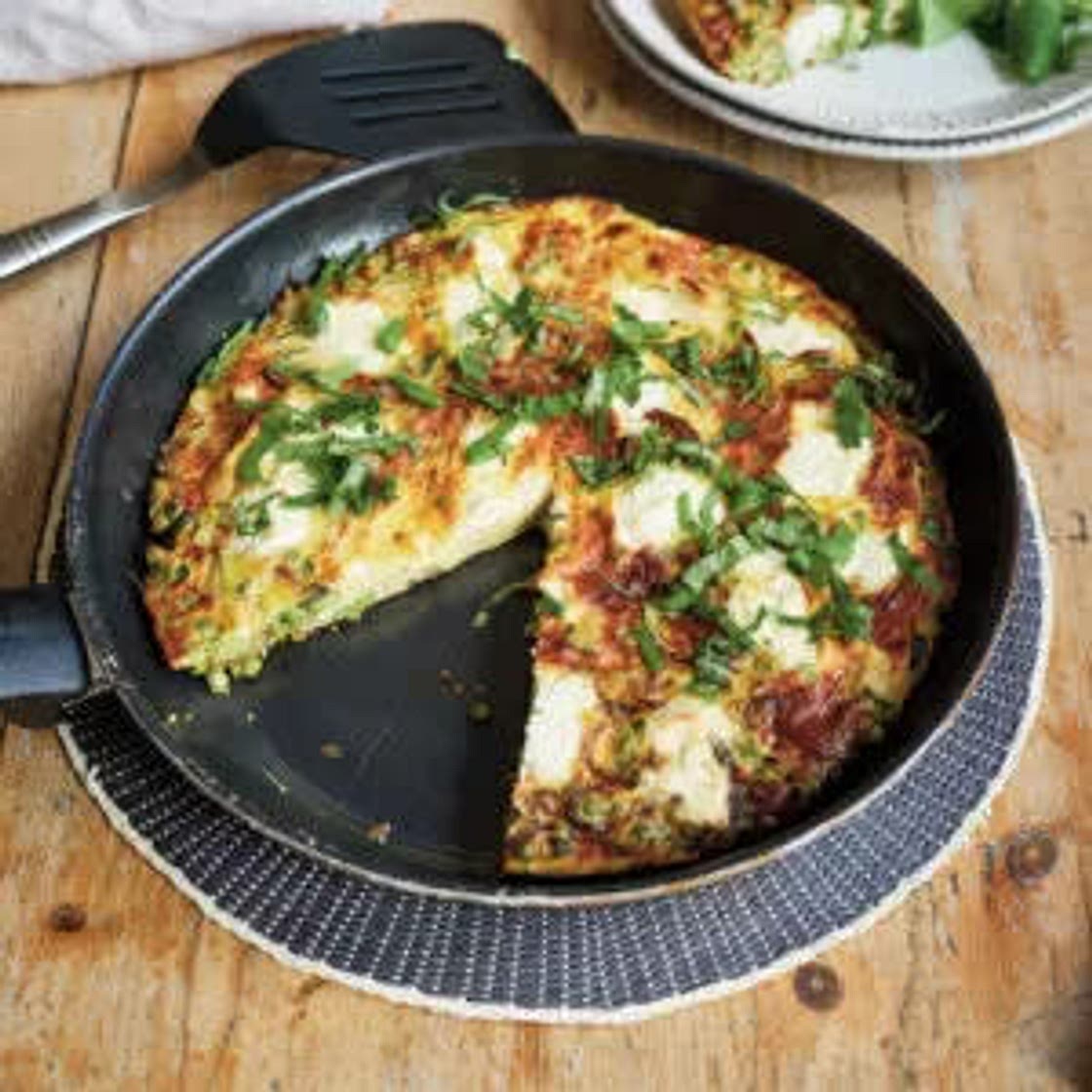 Goat’s Cheese, Pea & Basil Frittata