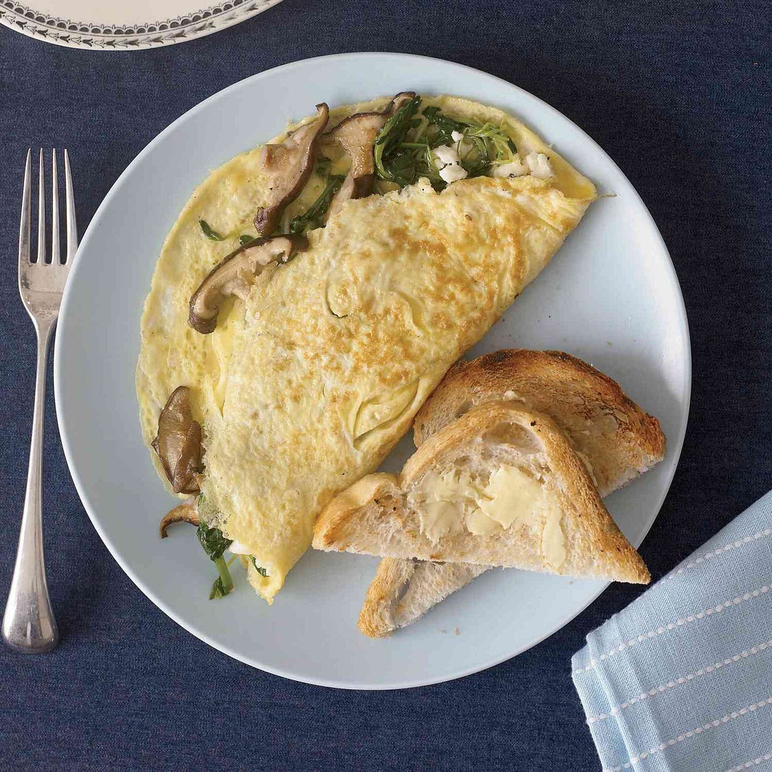 Wild Mushroom and Goat Cheese Omelets
