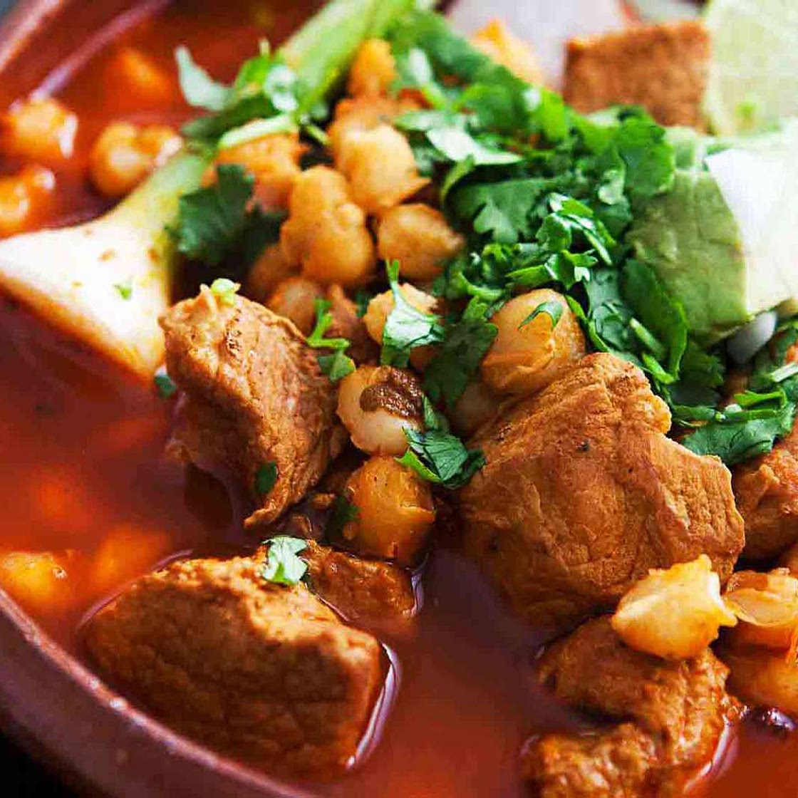 Pozole Rojo (Mexican Pork and Hominy Stew)