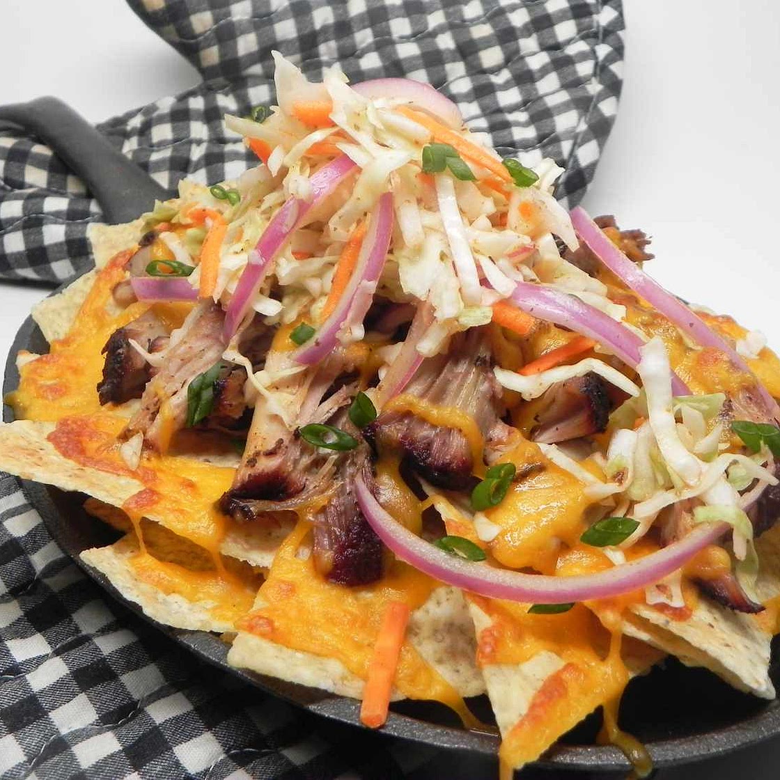 Pulled Pork Nachos with Sriracha Slaw