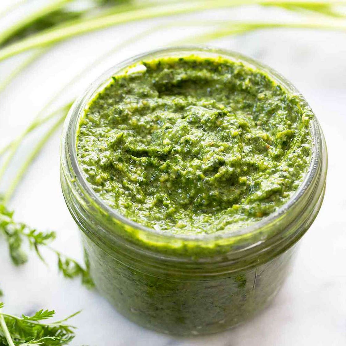 Carrot Top Pesto