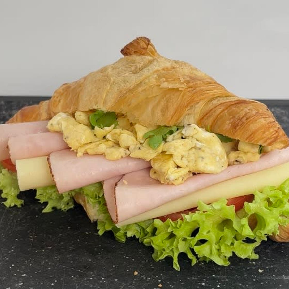 Ham and egg croissant