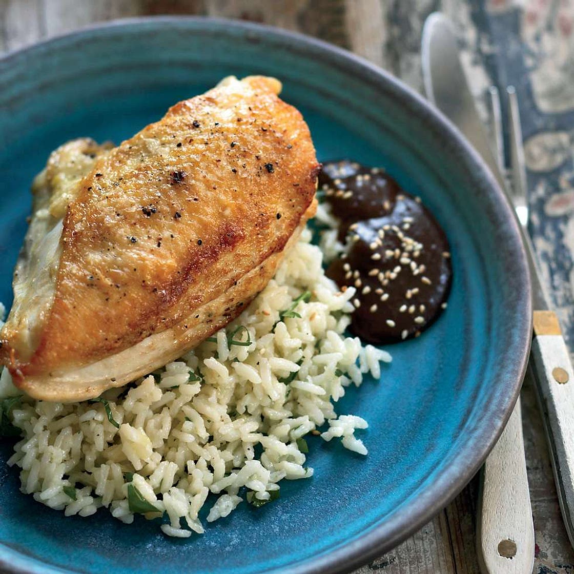 Pan-Roasted Chicken Breasts with Mole Negro