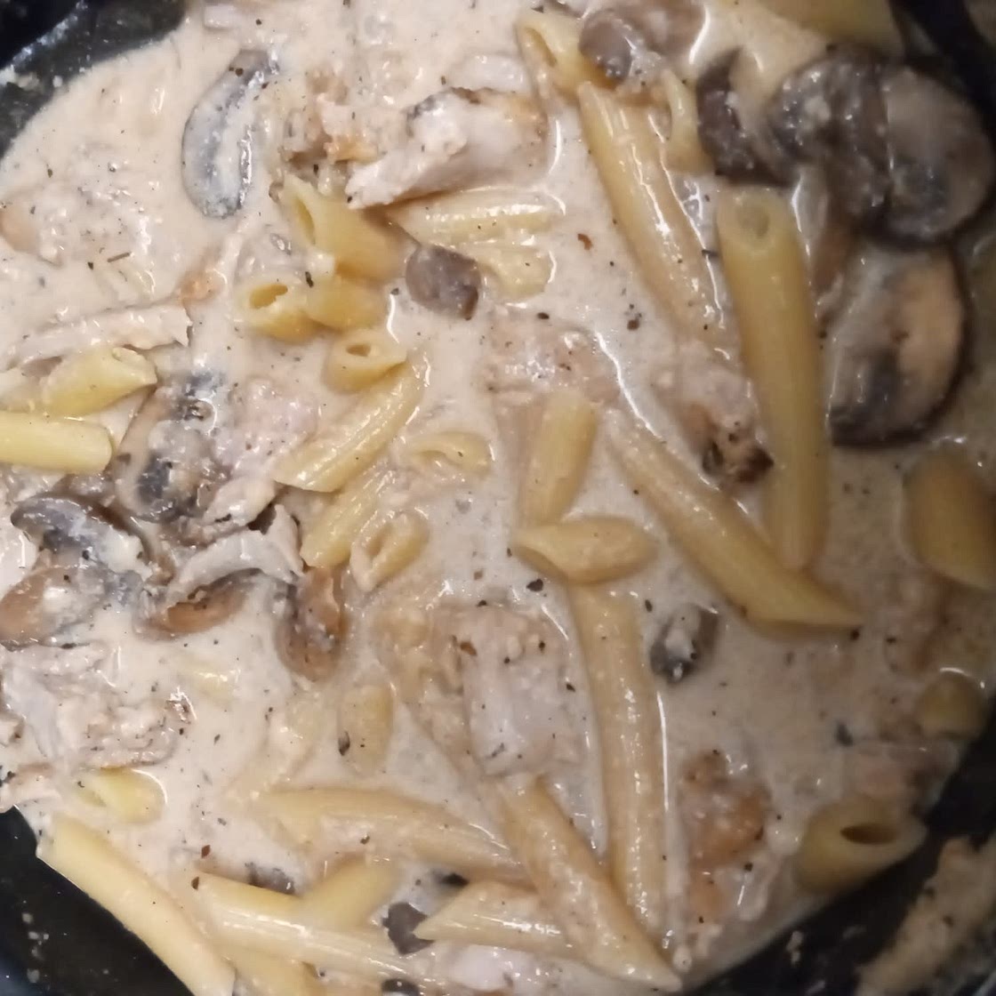 Creamy mushroom chicken pasta