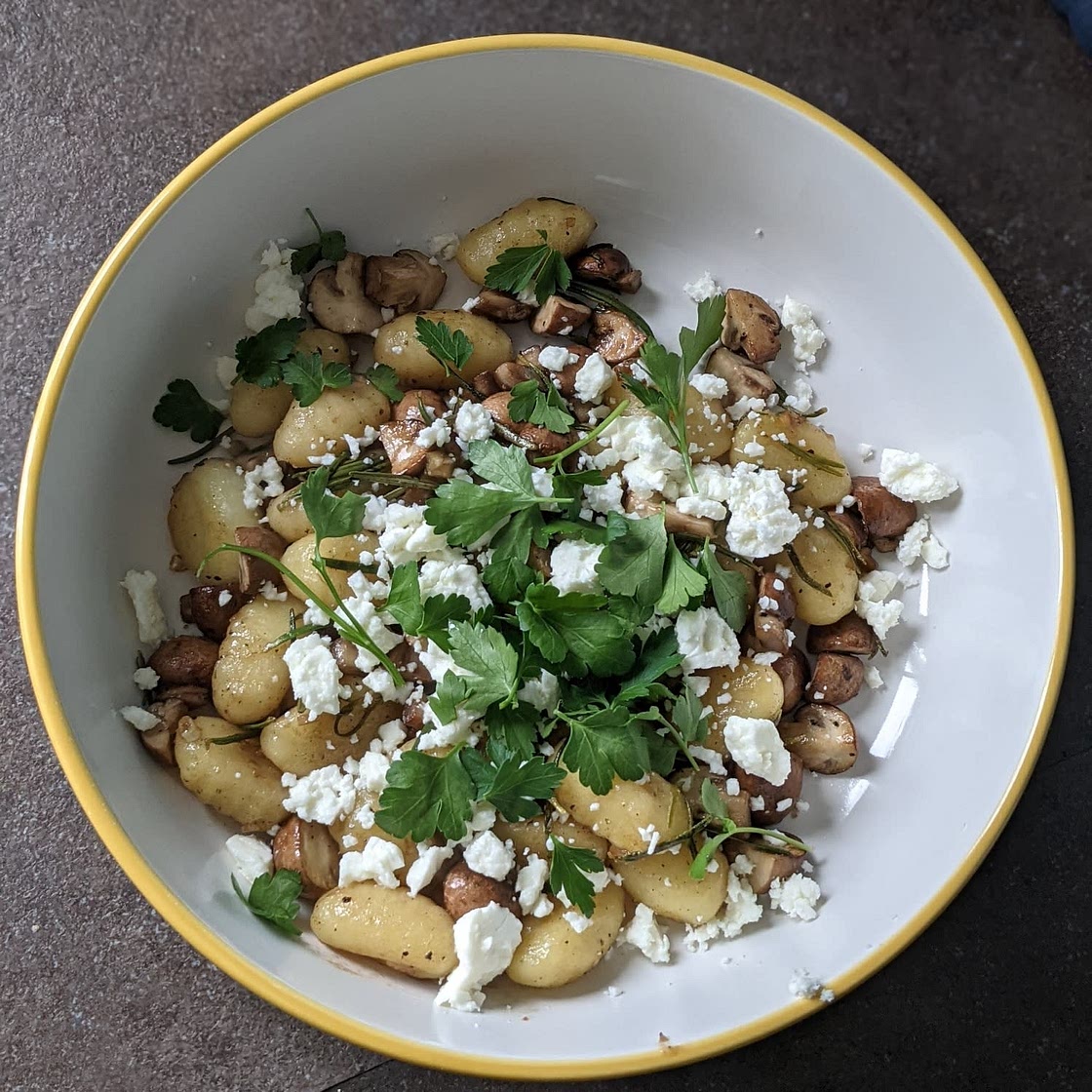 Gnocchi with mushrooms & blue cheese