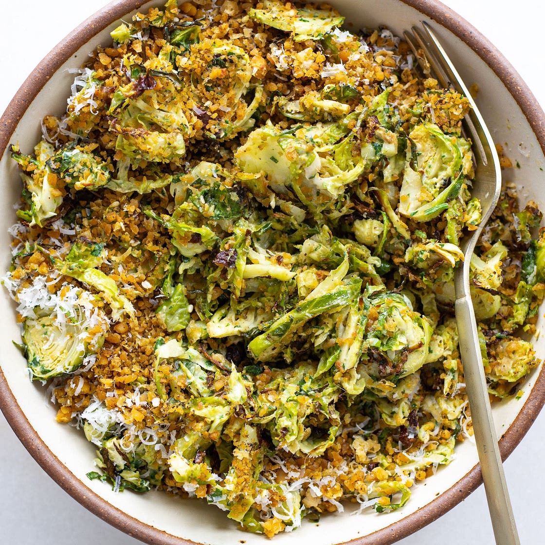 Brussel Sprout Salad with Anchovy Tahini & Za’atar Chickpeas