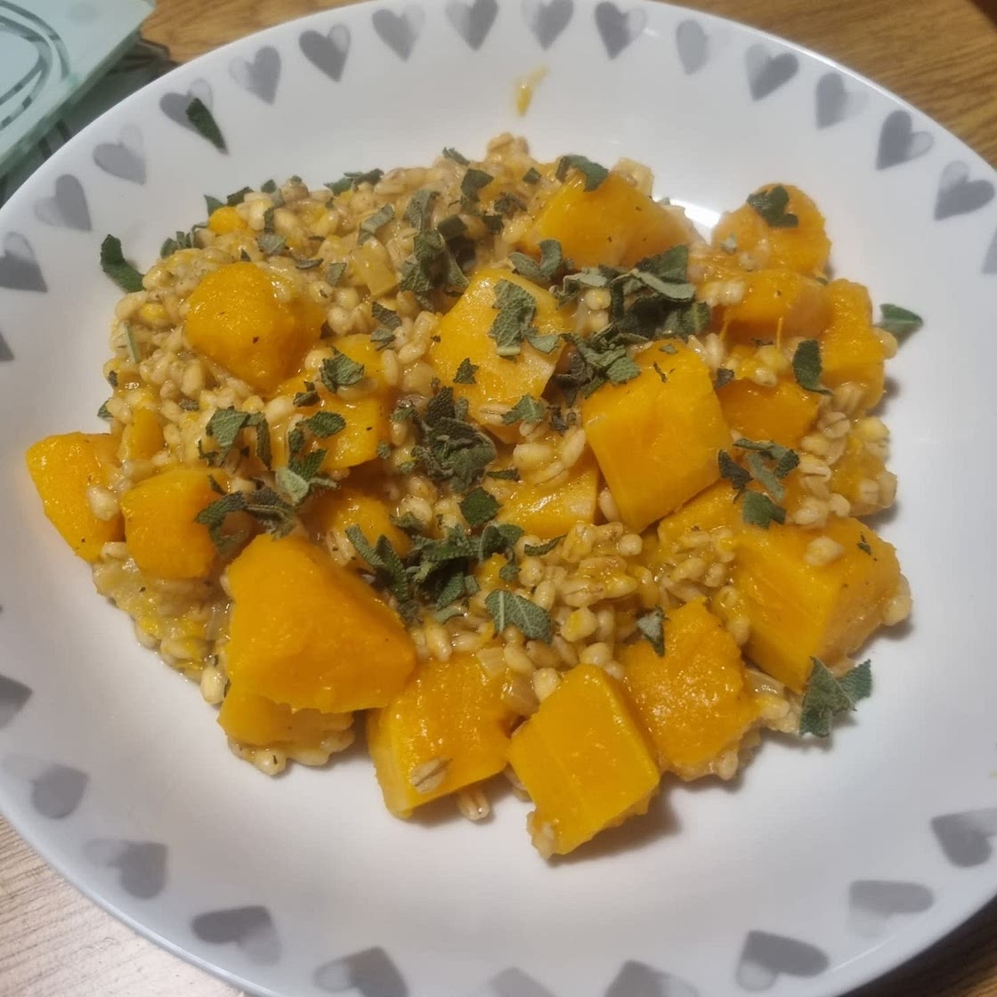 Pearl barley, butternut squash and sage risotto