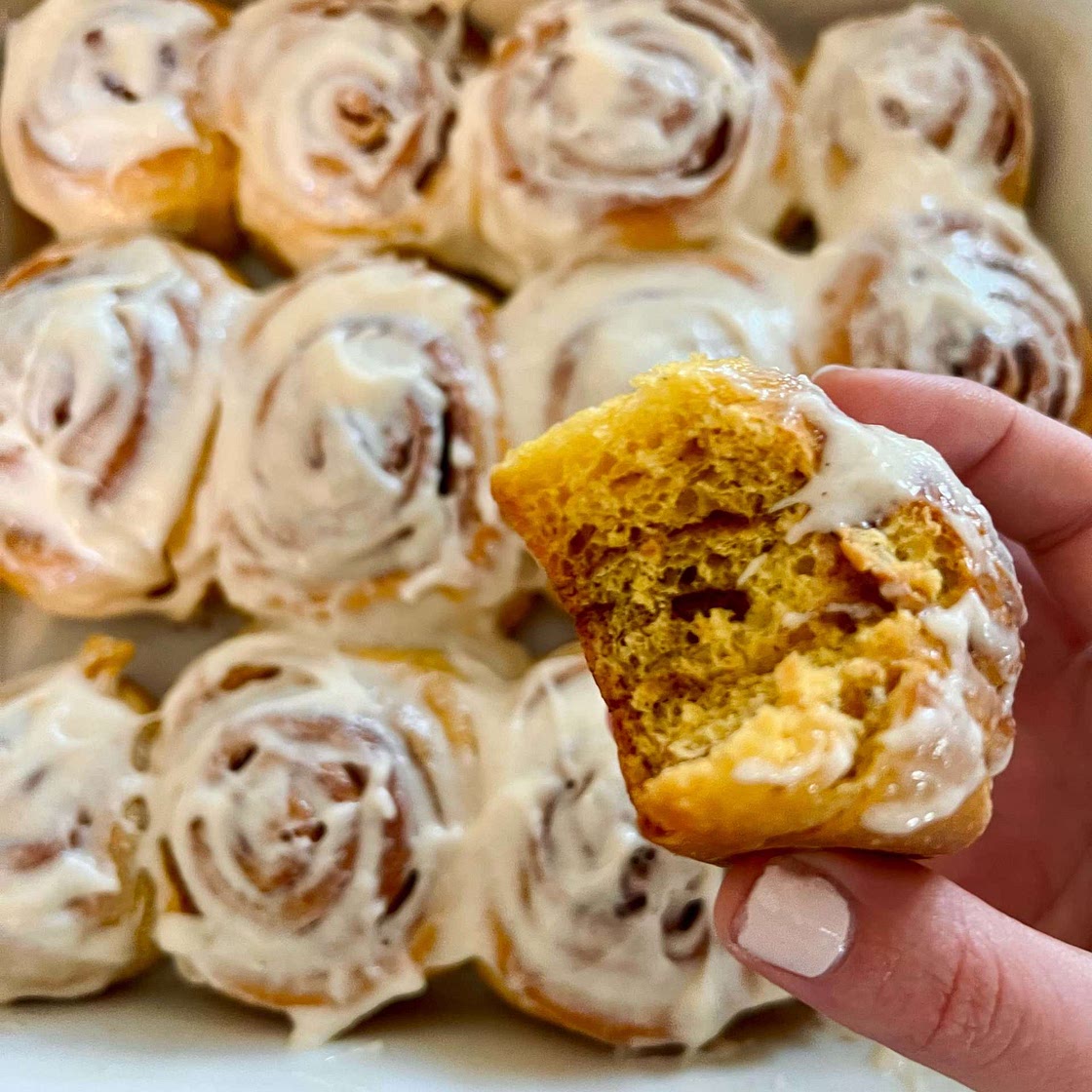 Pumpkin Cinnamon Rolls with Maple Espresso Cream Cheese Frosting