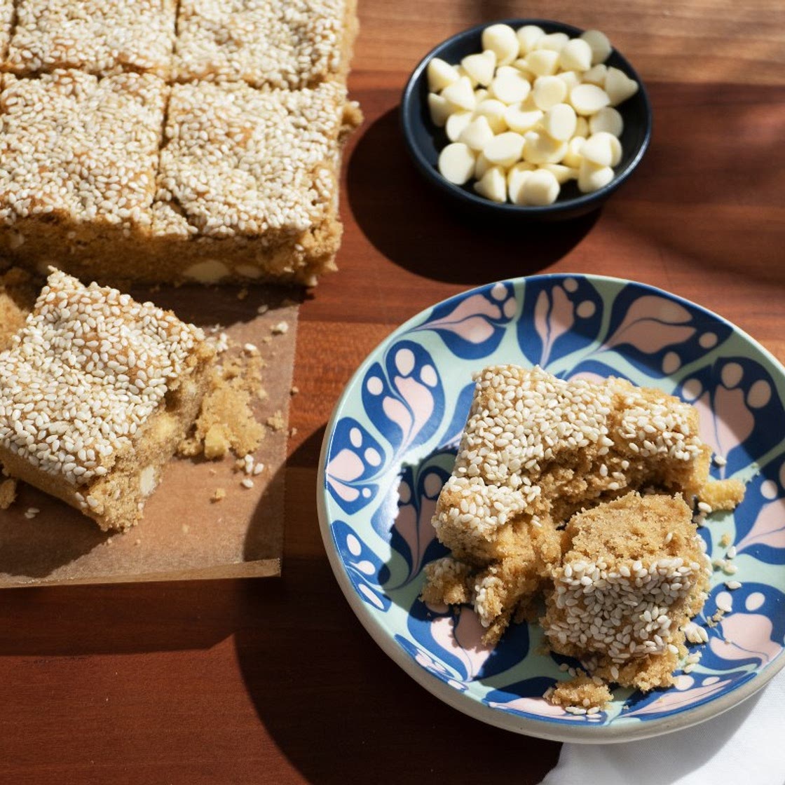 Gluten-Free White Chocolate Tahini Bars