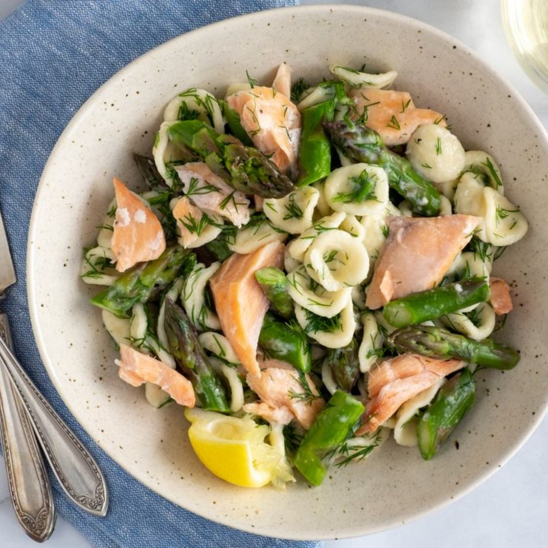 Salmon and Asparagus Orecchiette