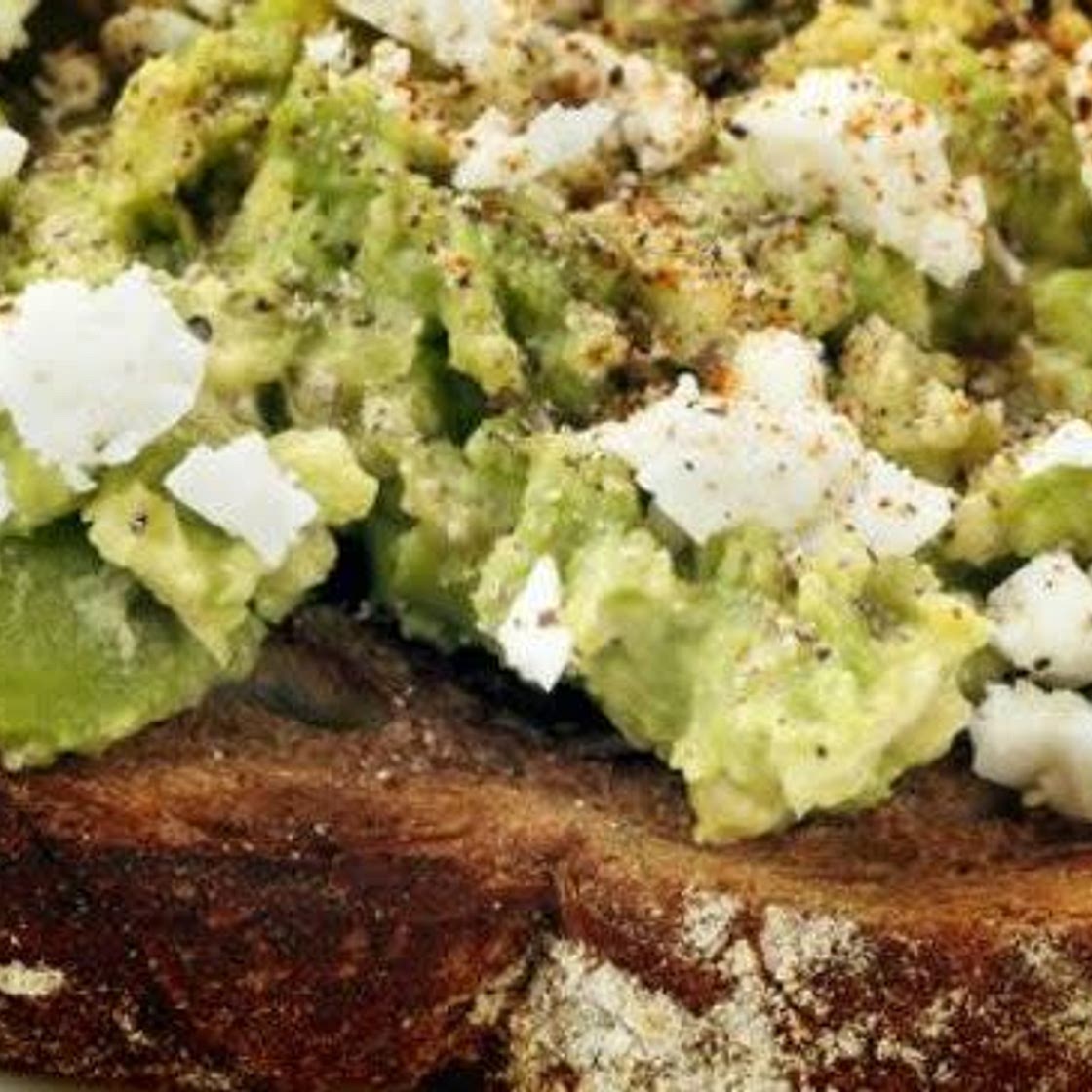 Avocado with boursin on toast