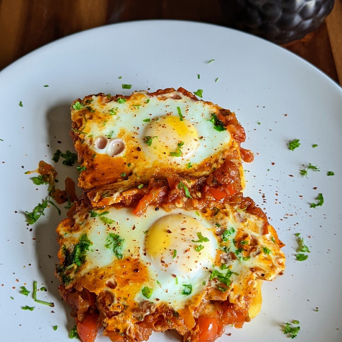 Shakshuka on Potato Waffles