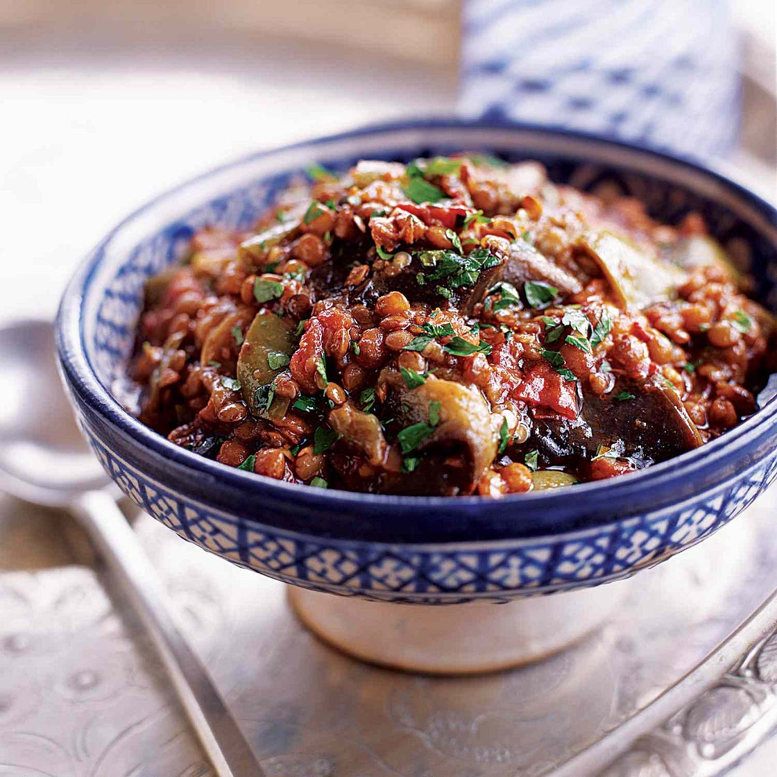 Eggplant and Lentil Stew with Pomegranate Molasses