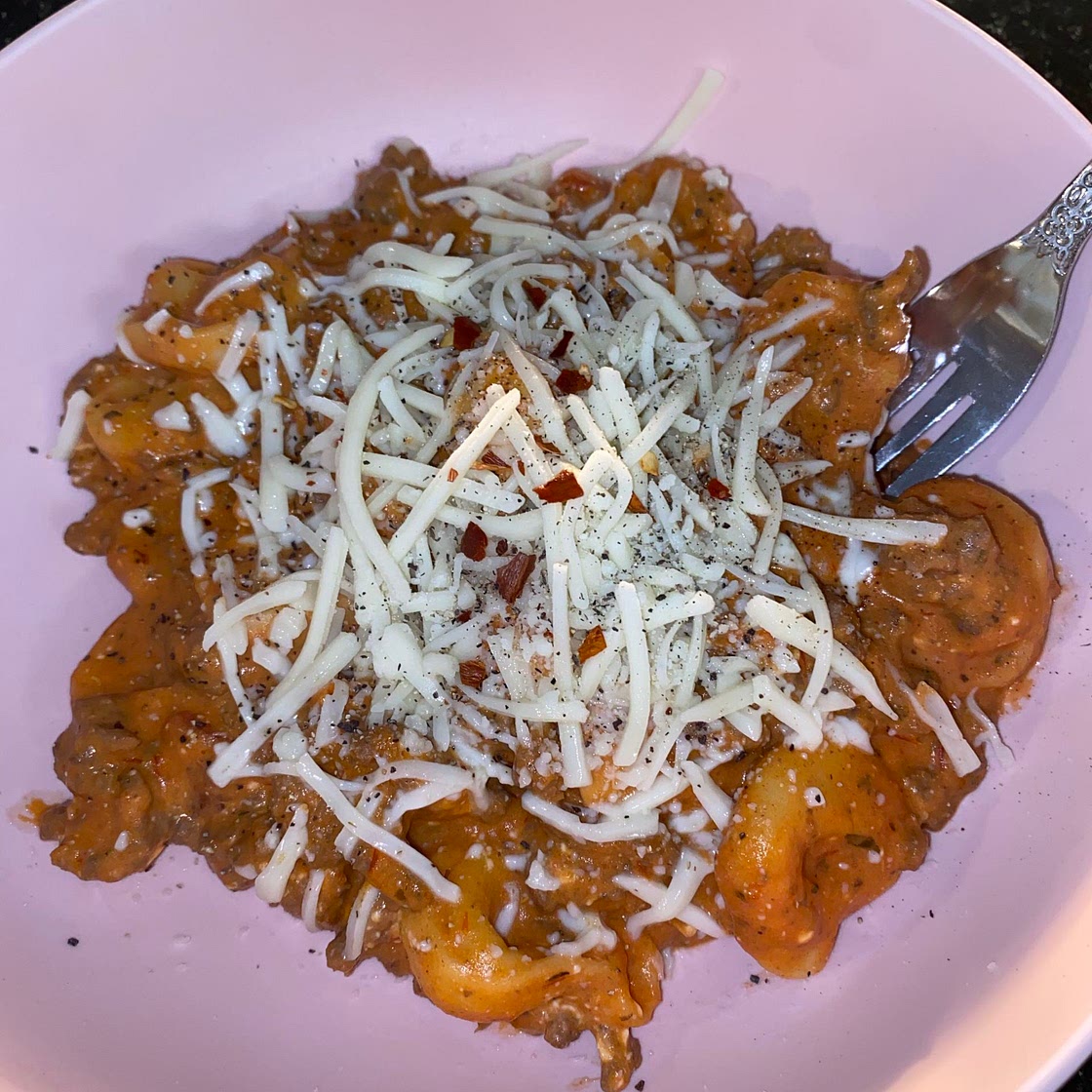 Creamy spaghetti & tortellini 