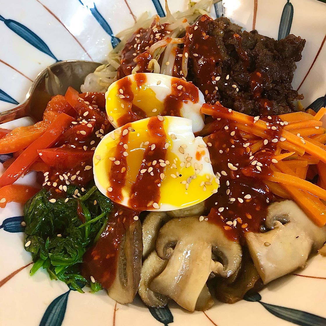 Bibimbap - Korean Mixed Rice with Meat and Assorted Vegetables