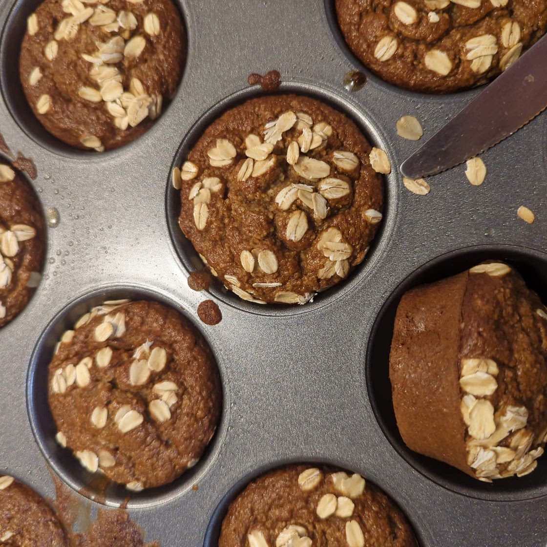Healthy Banana Muffins (with Oatmeal!)