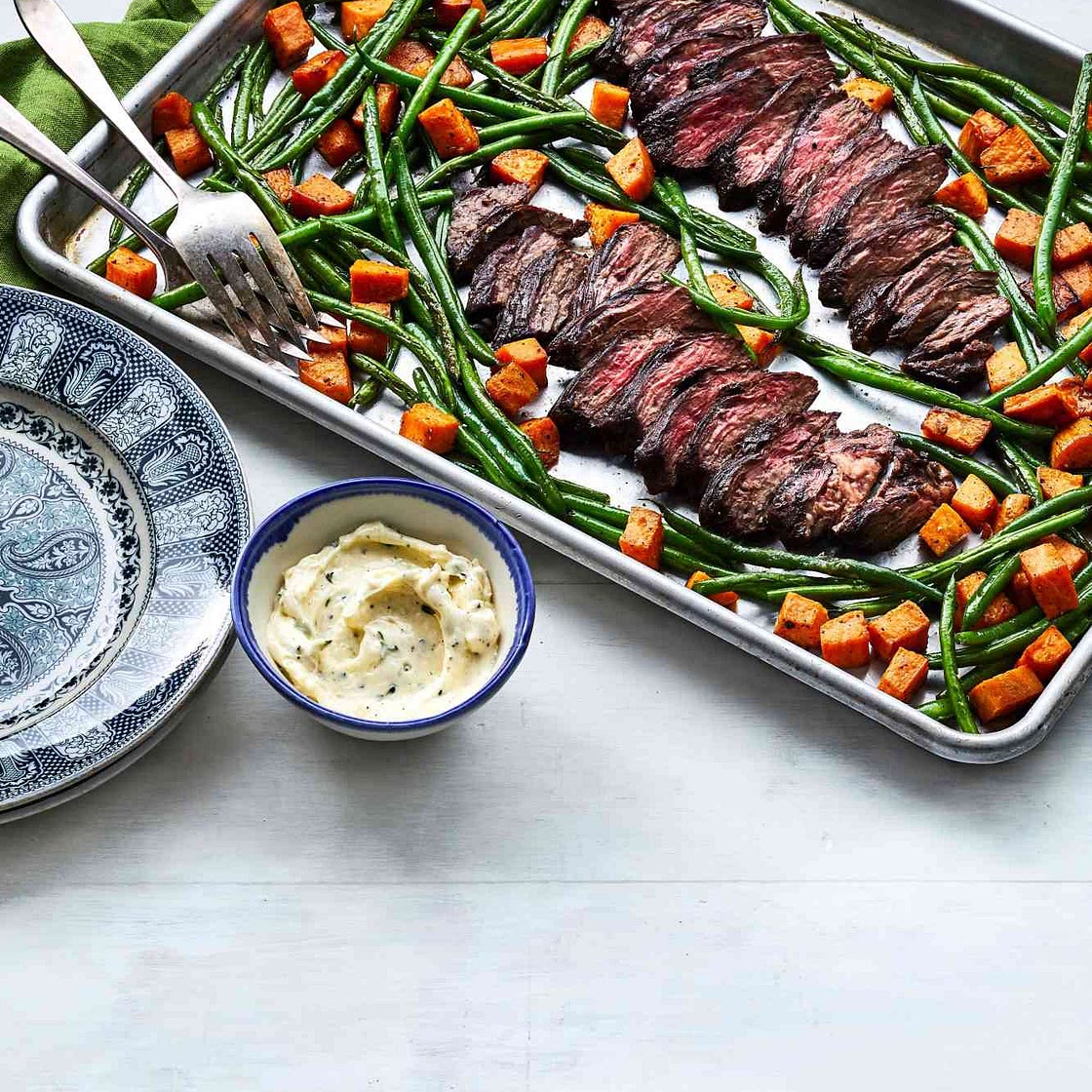 Sheet Pan Hanger Steak and Vegetables