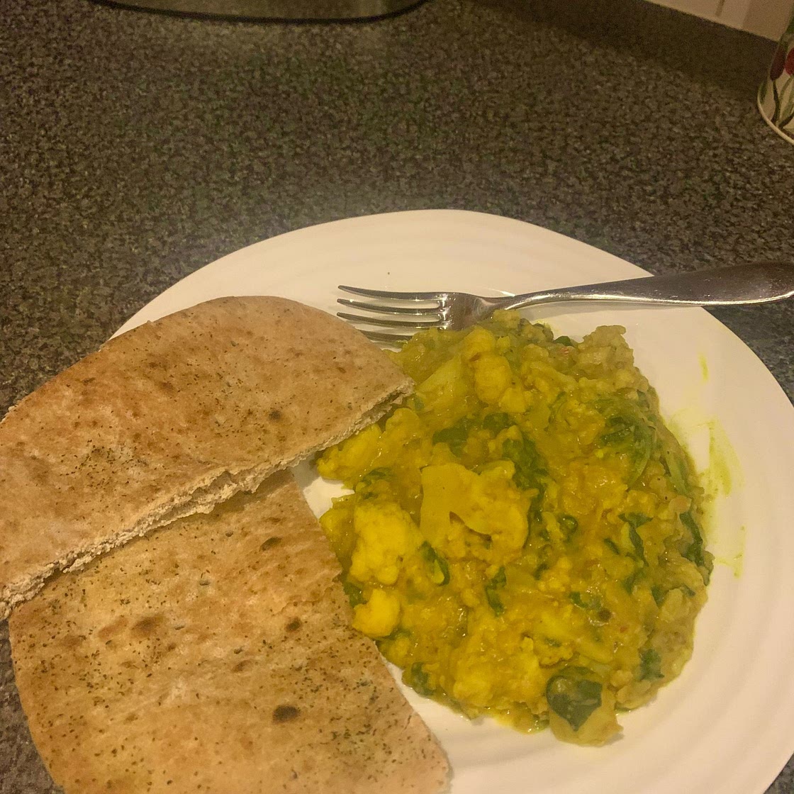 Golden Cauliflower Dal with Spinach and Coconut