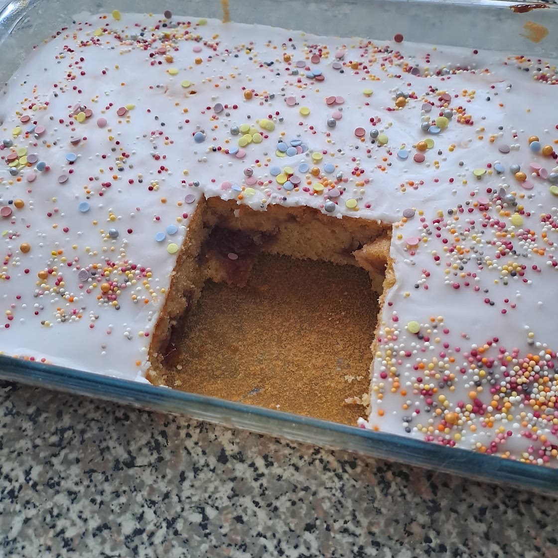 Old school tray bake - with a twist