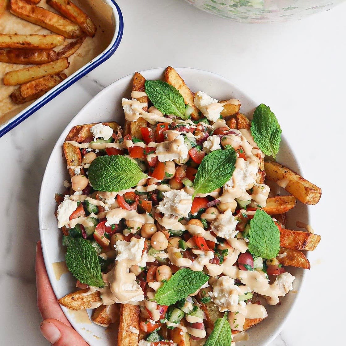 Vegan Mediterranean Loaded Fries
