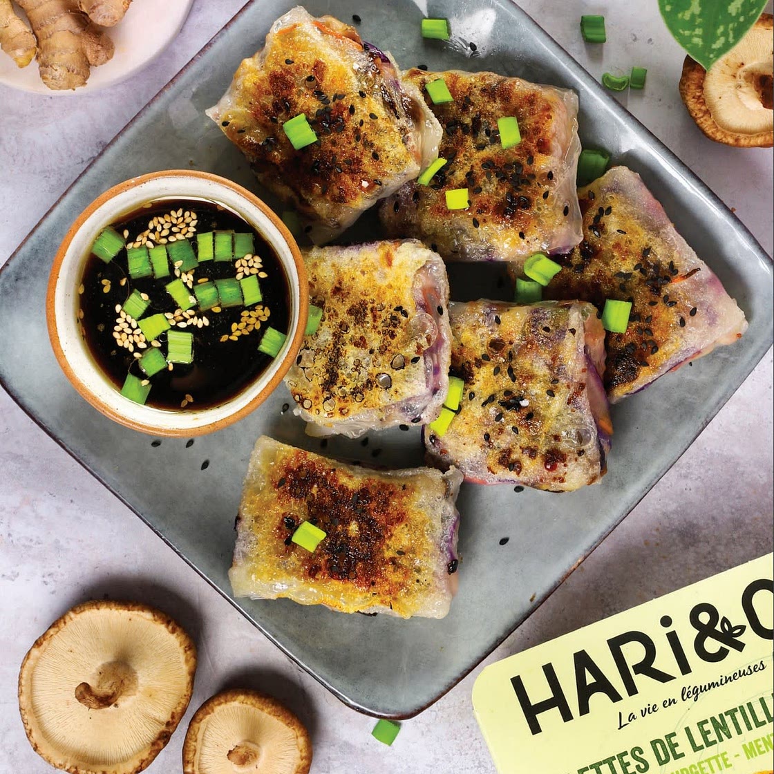 Rouleaux de Printemps avec galettes de lentilles vertes HARI&CO