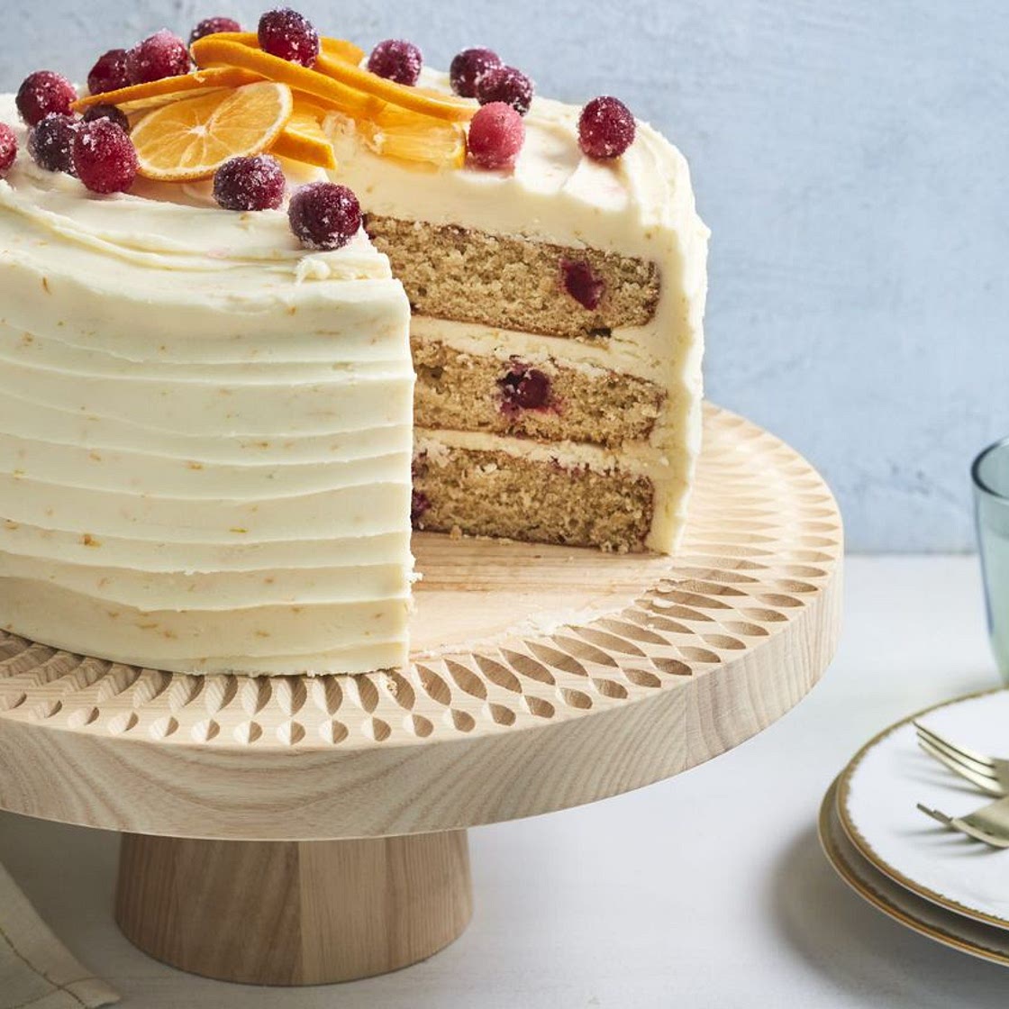 Cranberry-Orange Cake with Orange Buttercream