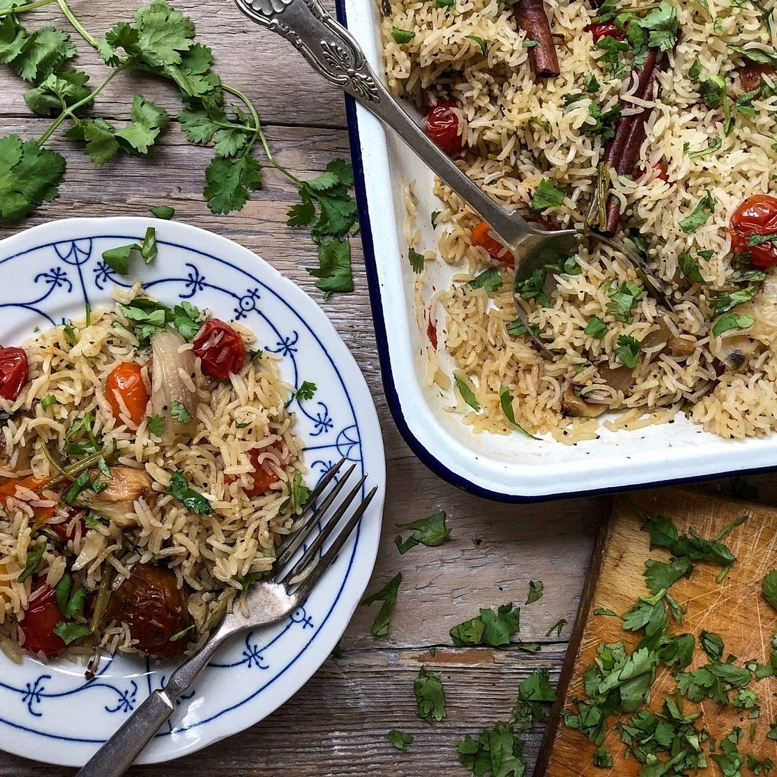 Baked Rice With Tomato & Garlic Confit