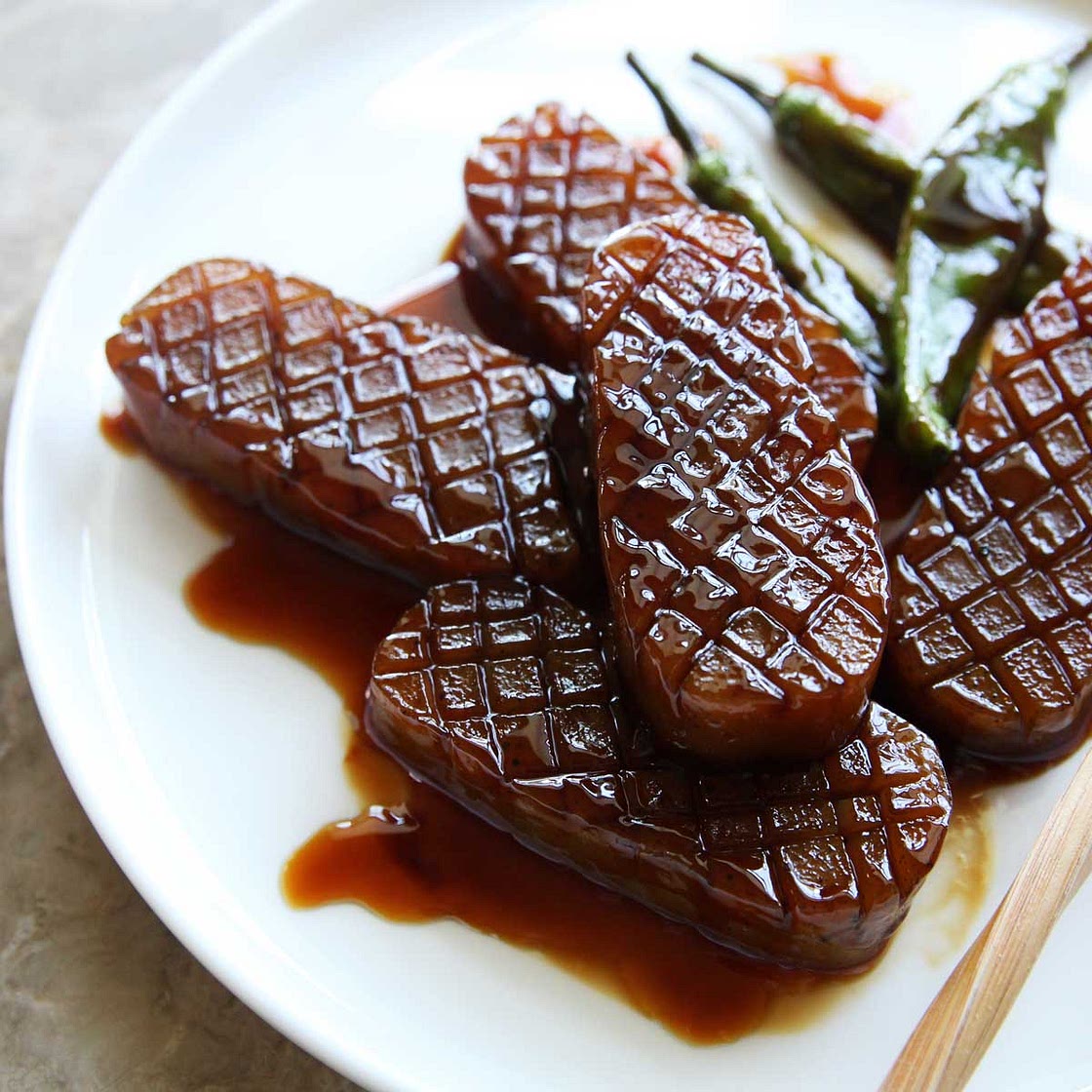 Easy Konjac Steaks in Sweet Soy Sauce