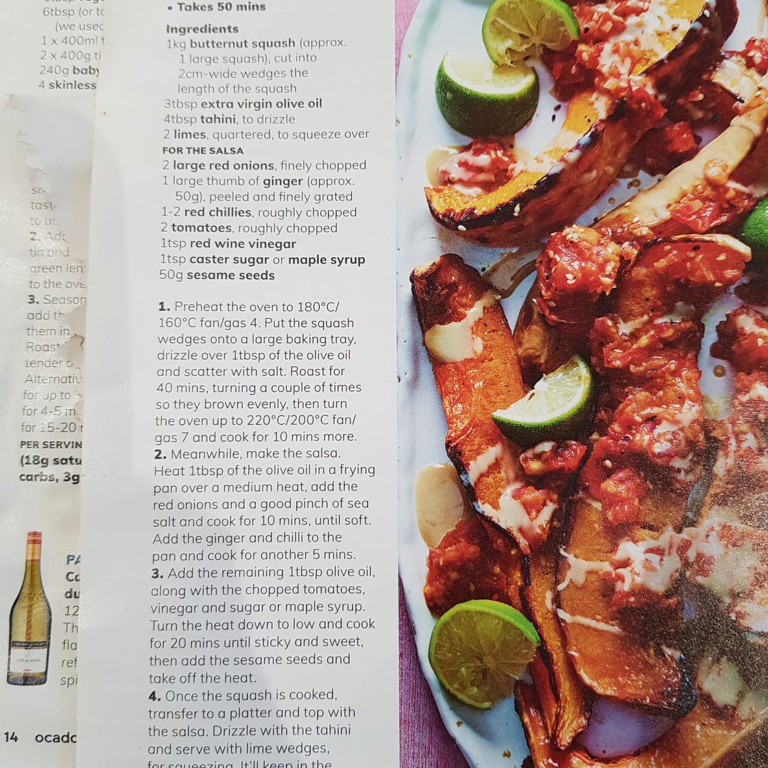 Roast squash with tomato and chilli salsa