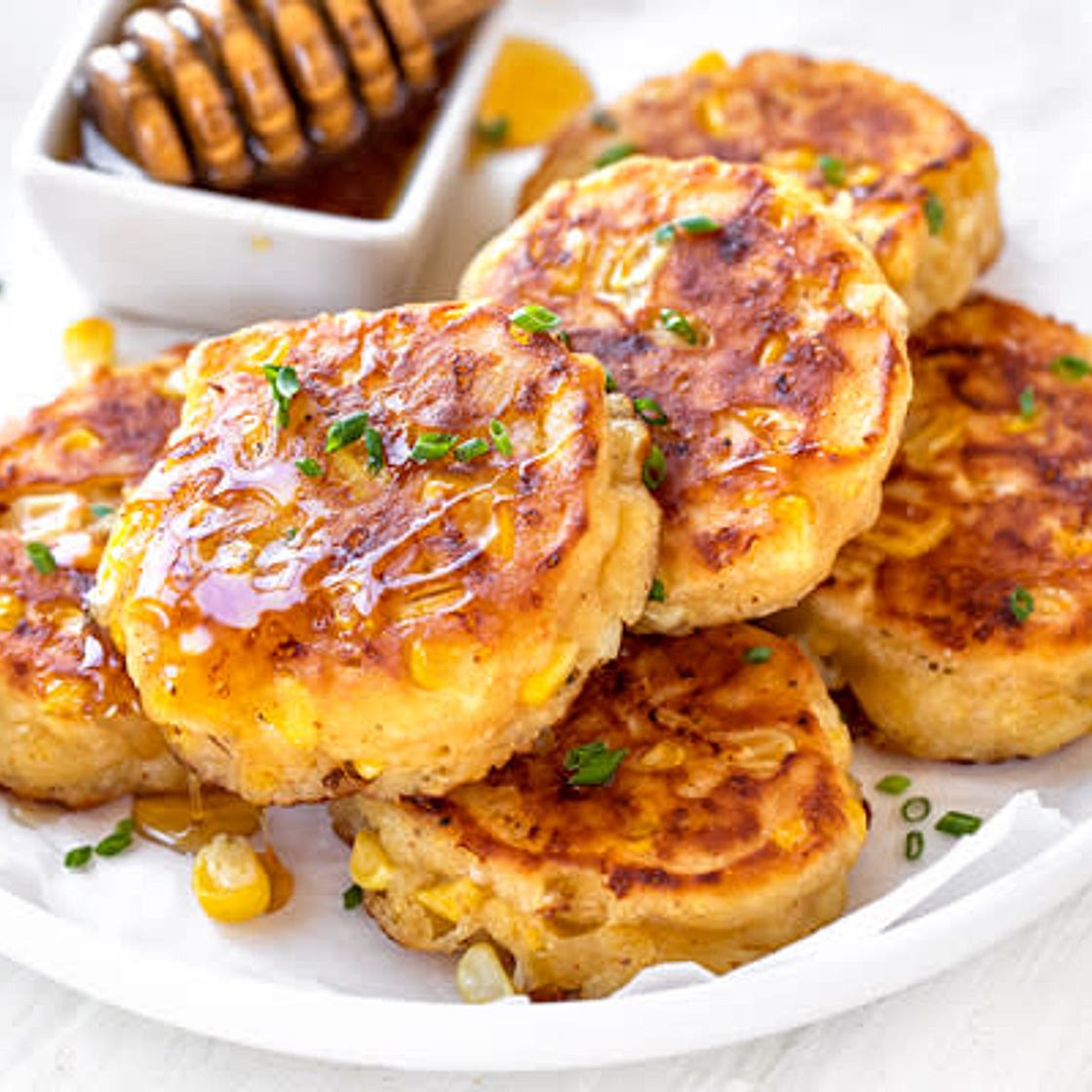 Cheesy Honey Cajun Corn Fritters