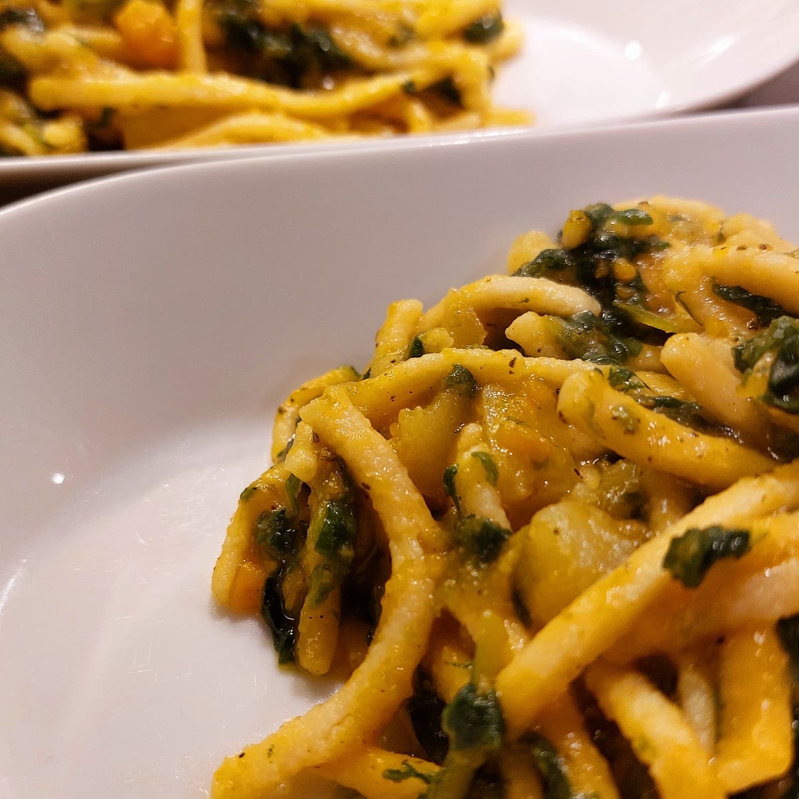 Spätzle - Pumpkin and spinach