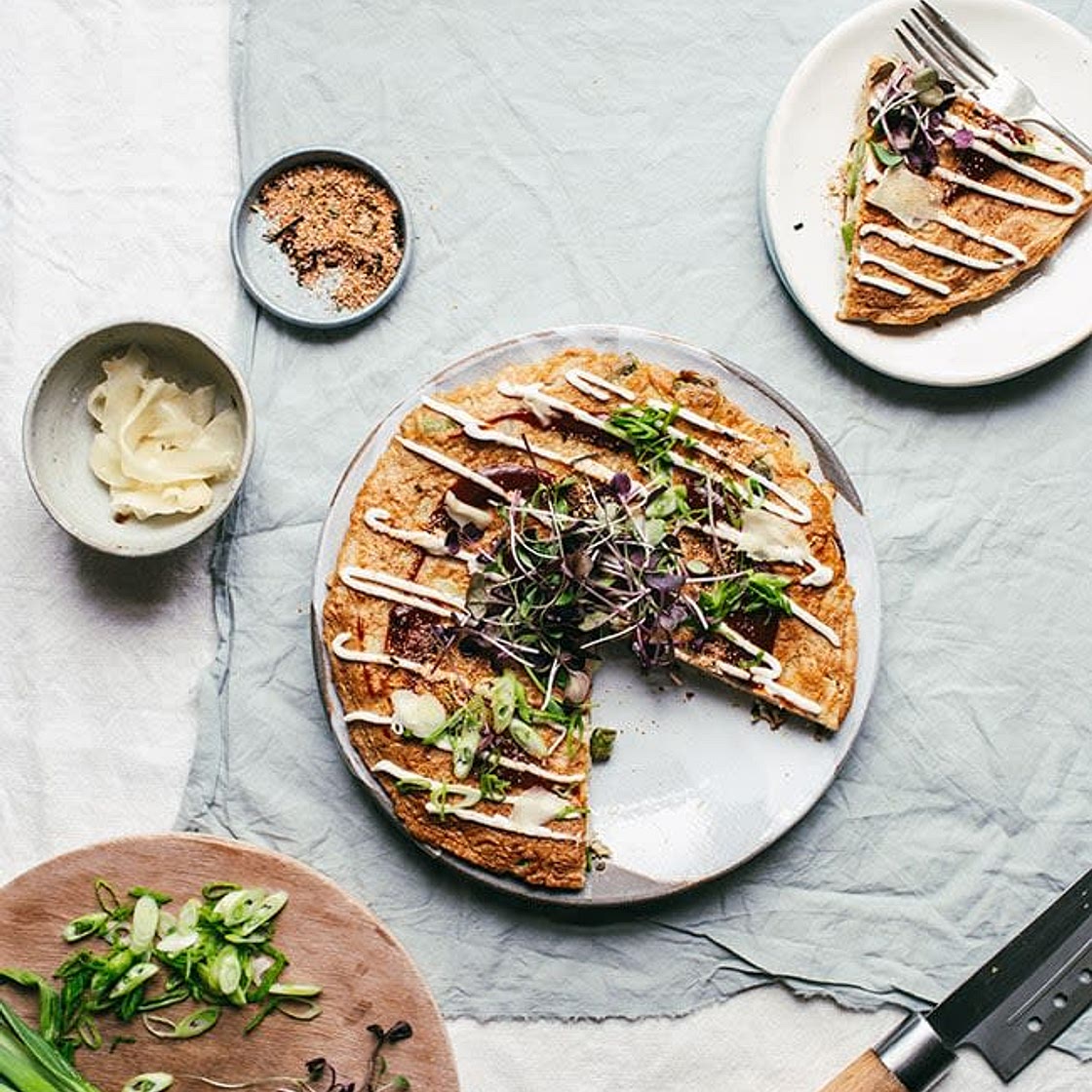 Asparagus Okonomiyaki (Vegetarian)