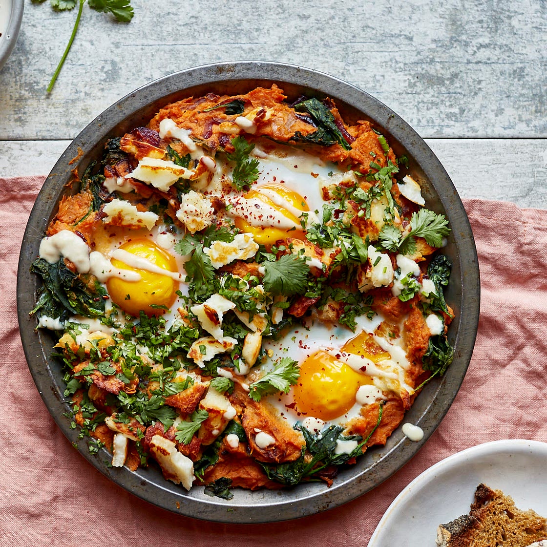 Halloumi & Sweet Potato Baked Eggs