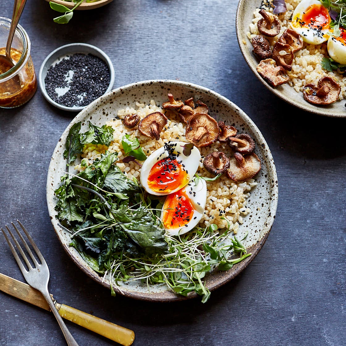 Egg, Mushroom & Kale Rice Bowl