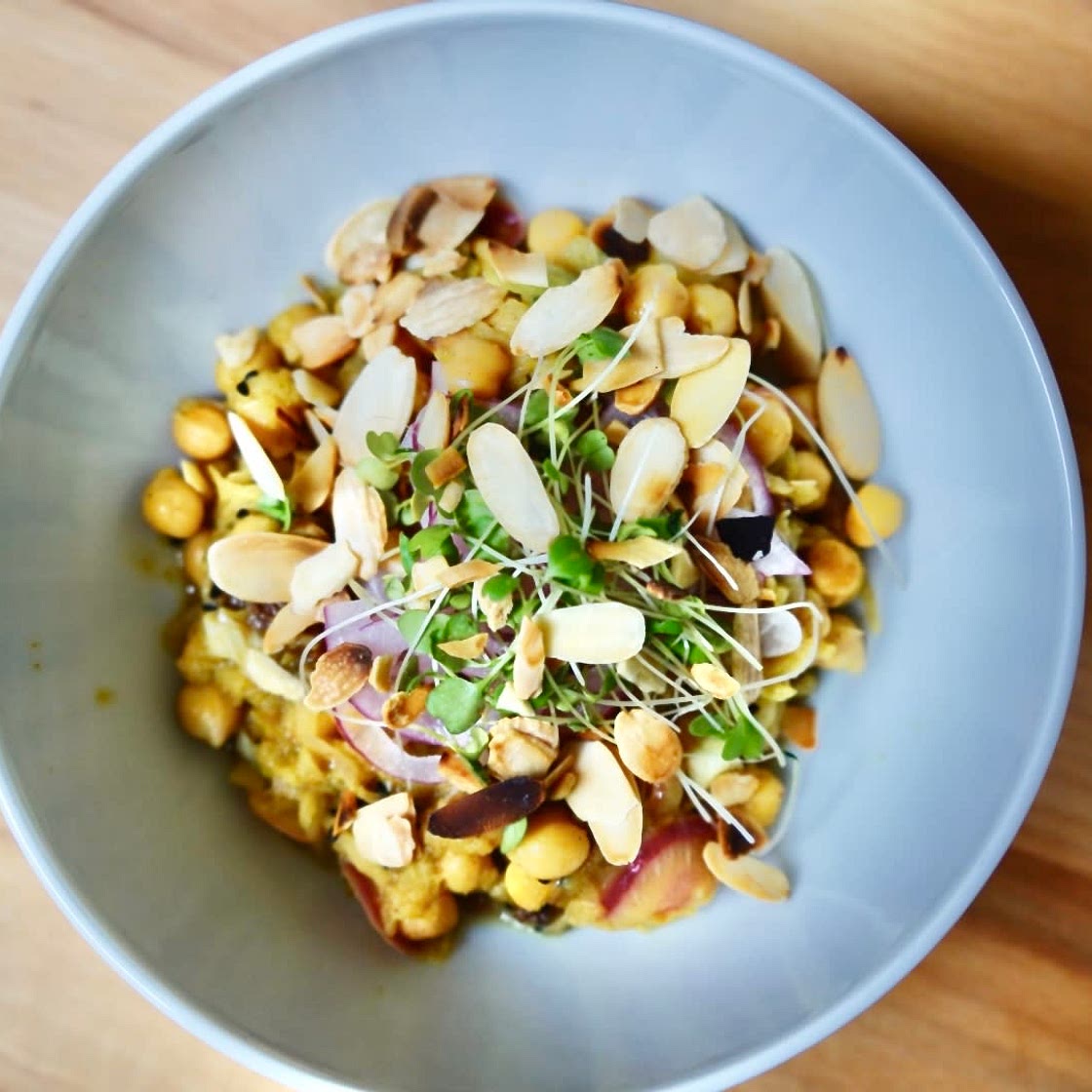 Coronation Chickpeas with Pickled Onions