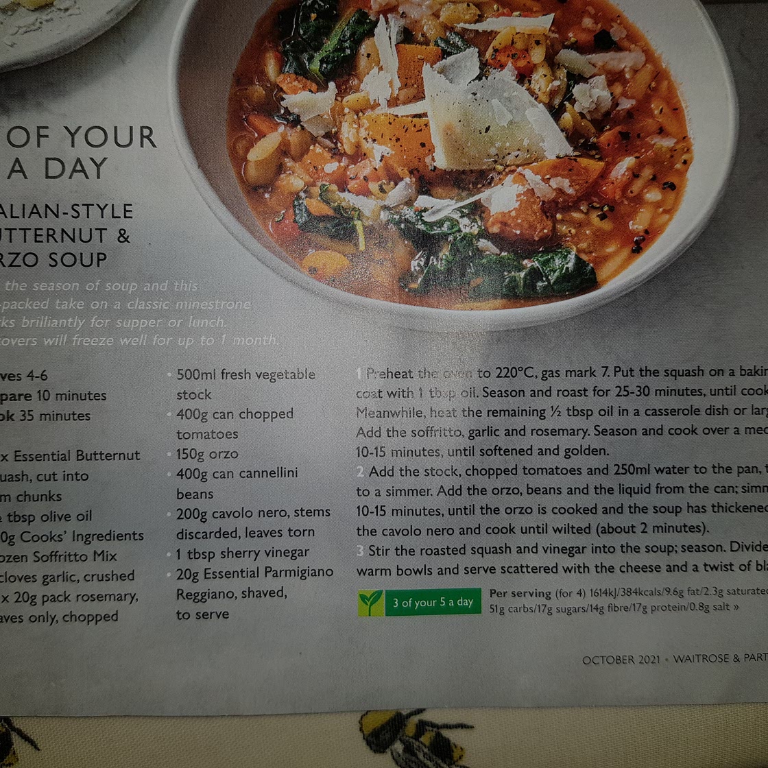 Italian- style butternut and orzo soup