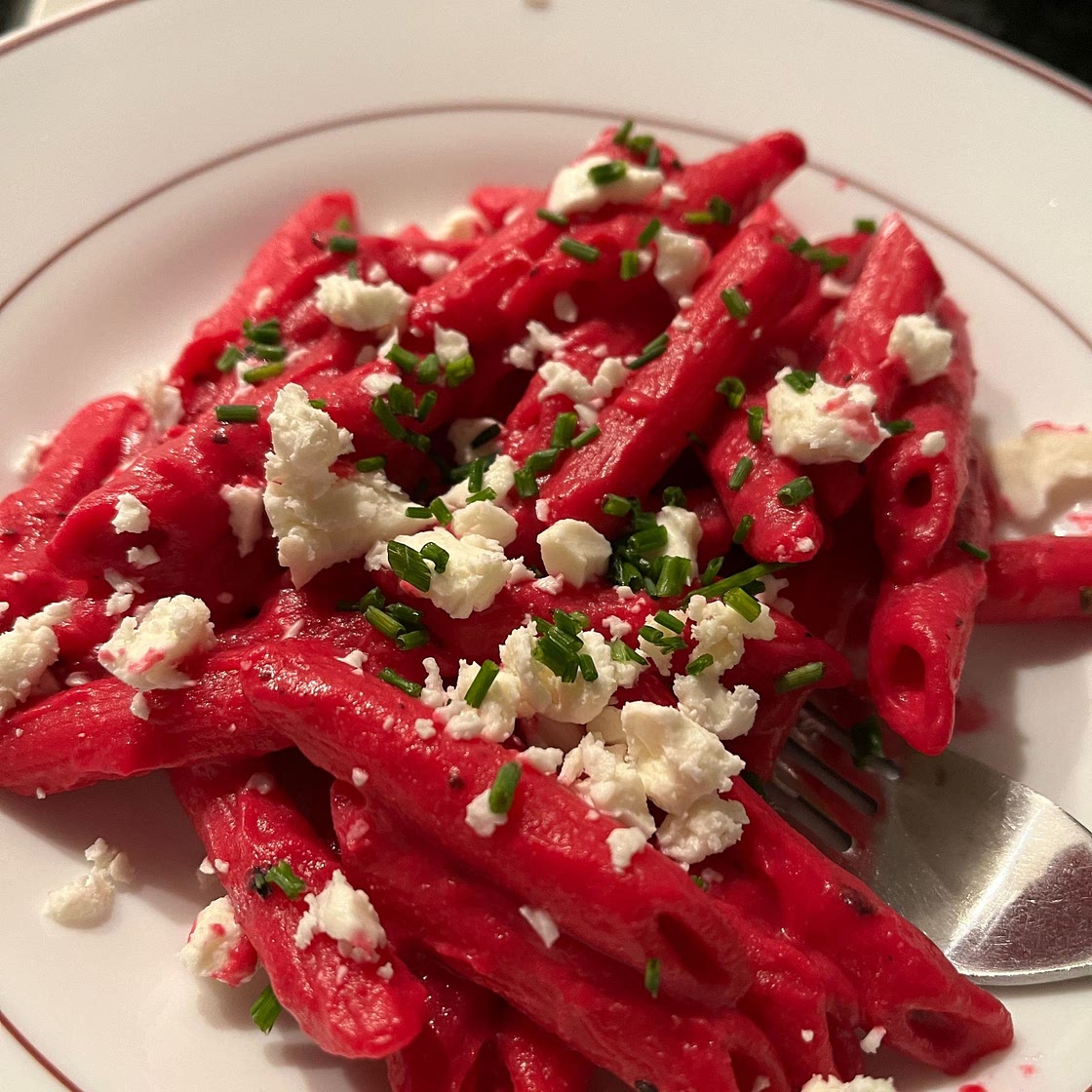 Beet and Goat Cheese Pasta