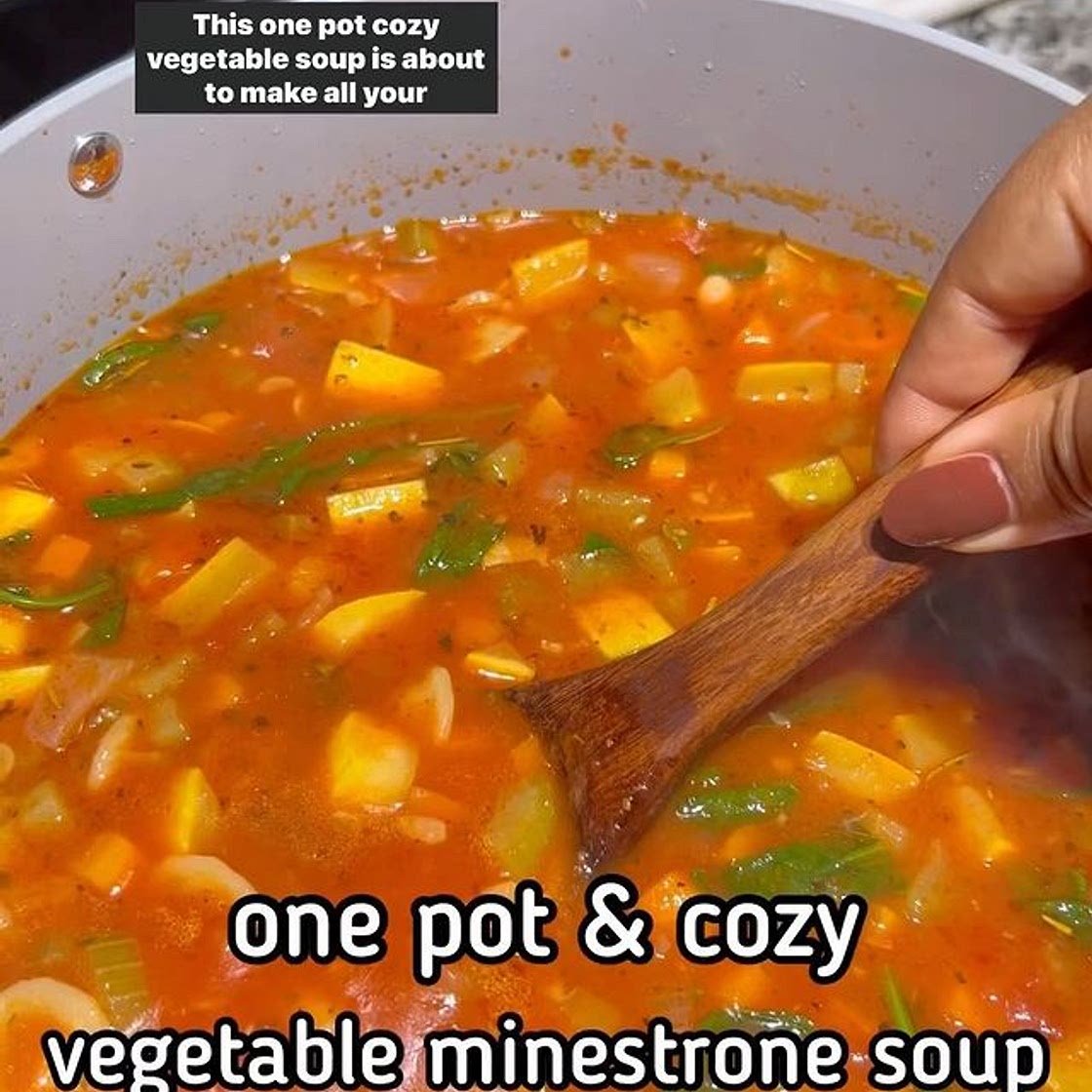 One Pot Vegetable Minestrone Soup will make ALL your cozy fall soup dreams come true 🥰!! 8 vegetables, tons of flavor and I got all my ingredients from (including that za'atar seasoning)! AD &nbsp; I've loved sharing about ’s SNAP EBT program and grocery