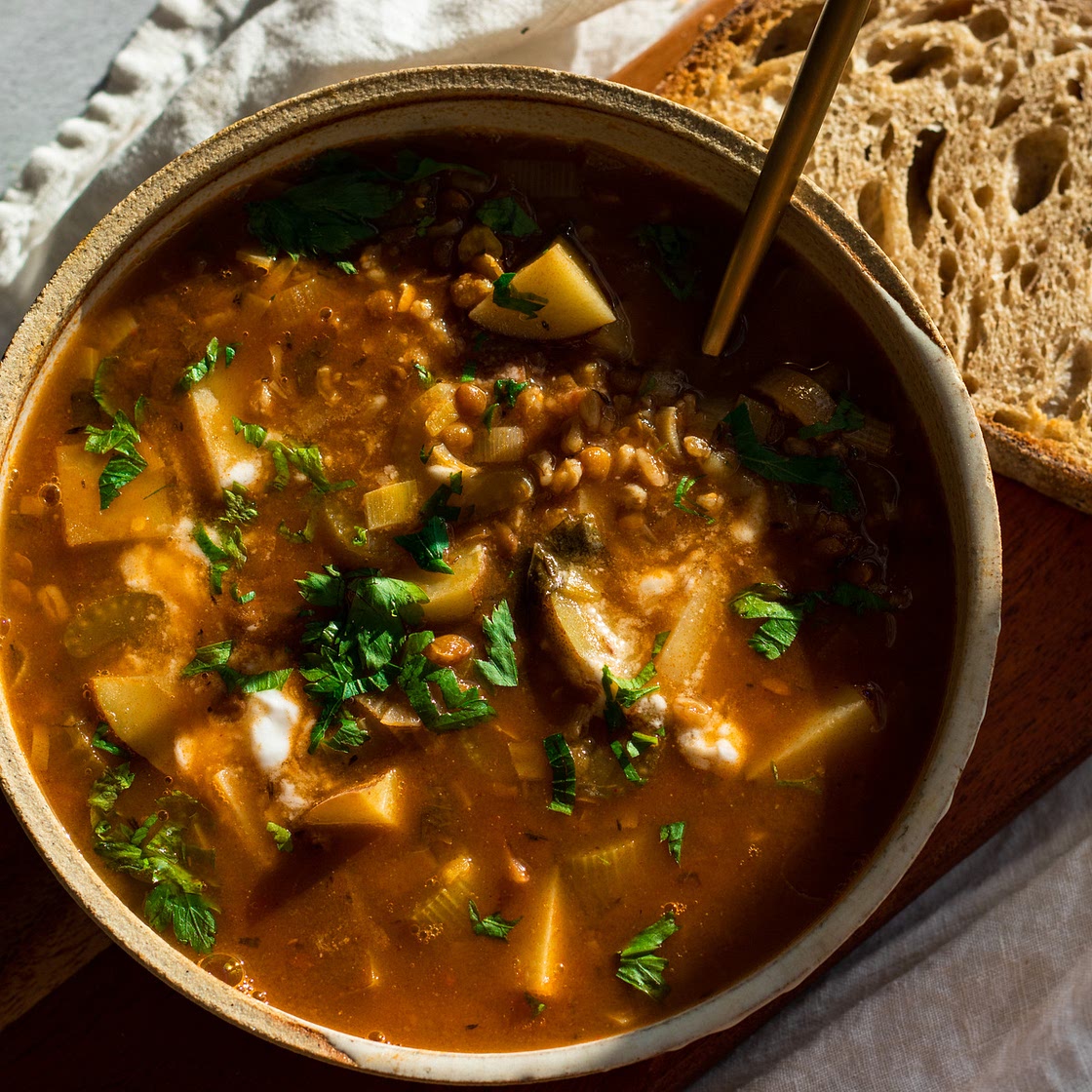 Smoky Lentil Stew with Leeks and Potatoes (vegan)