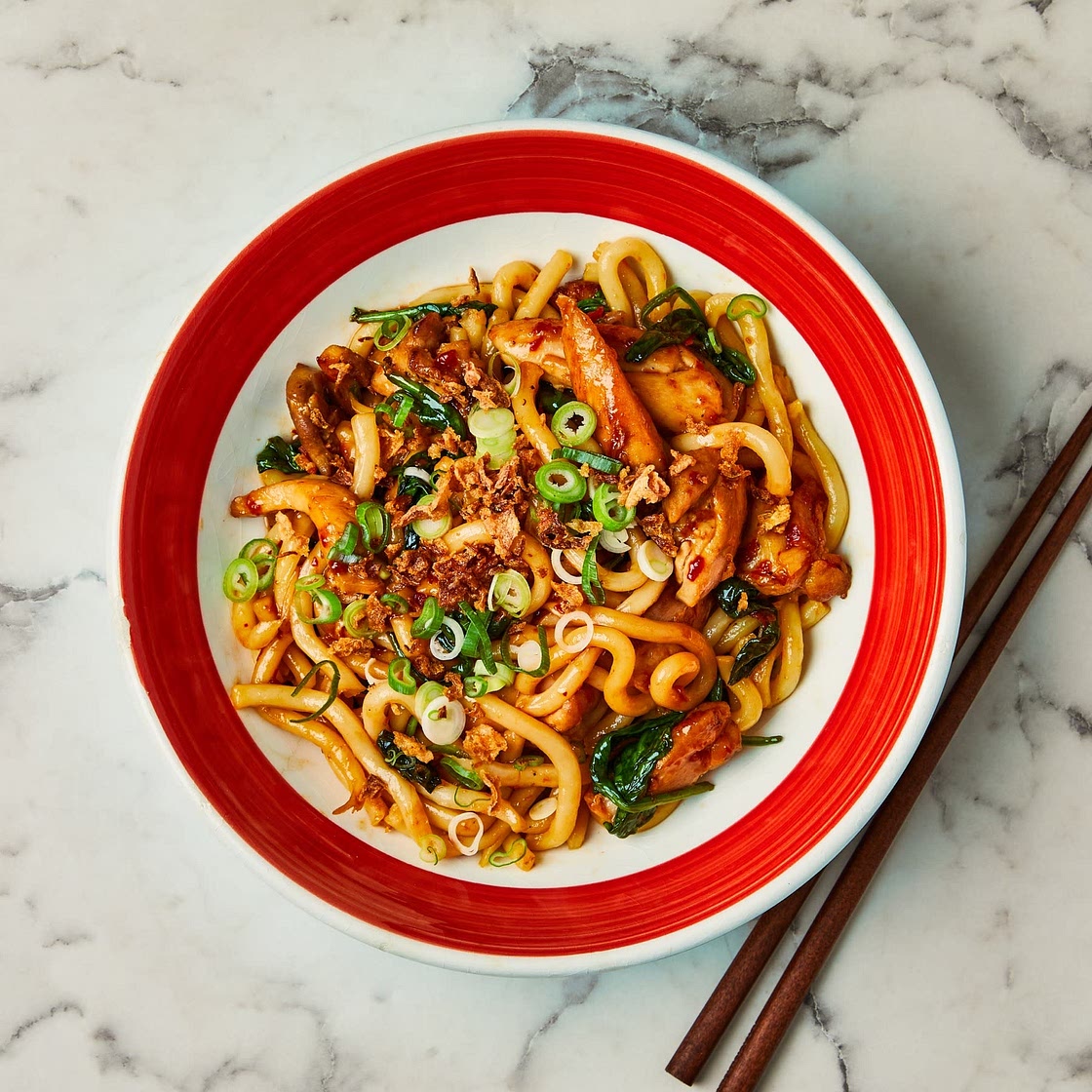 Sweet chilli & sesame chicken udon