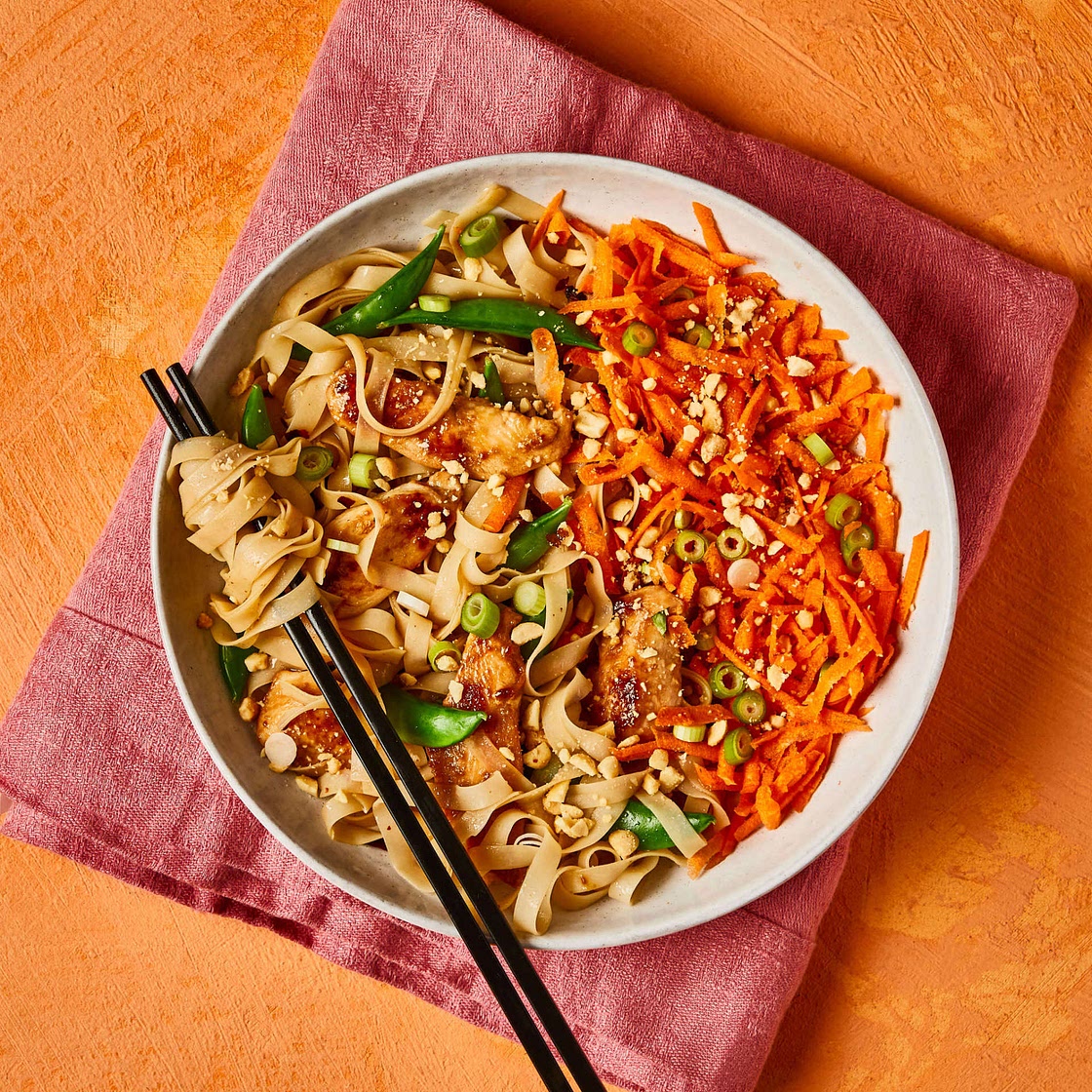 Chicken and sugar snap pad Thai