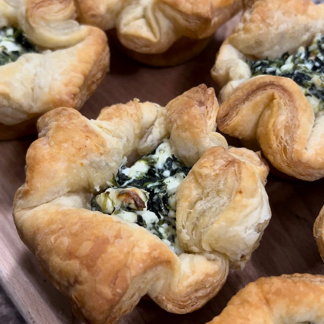 Spinach and feta flower