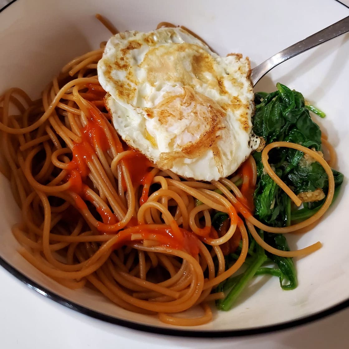 Sesame Noodles with Wilted Greens
