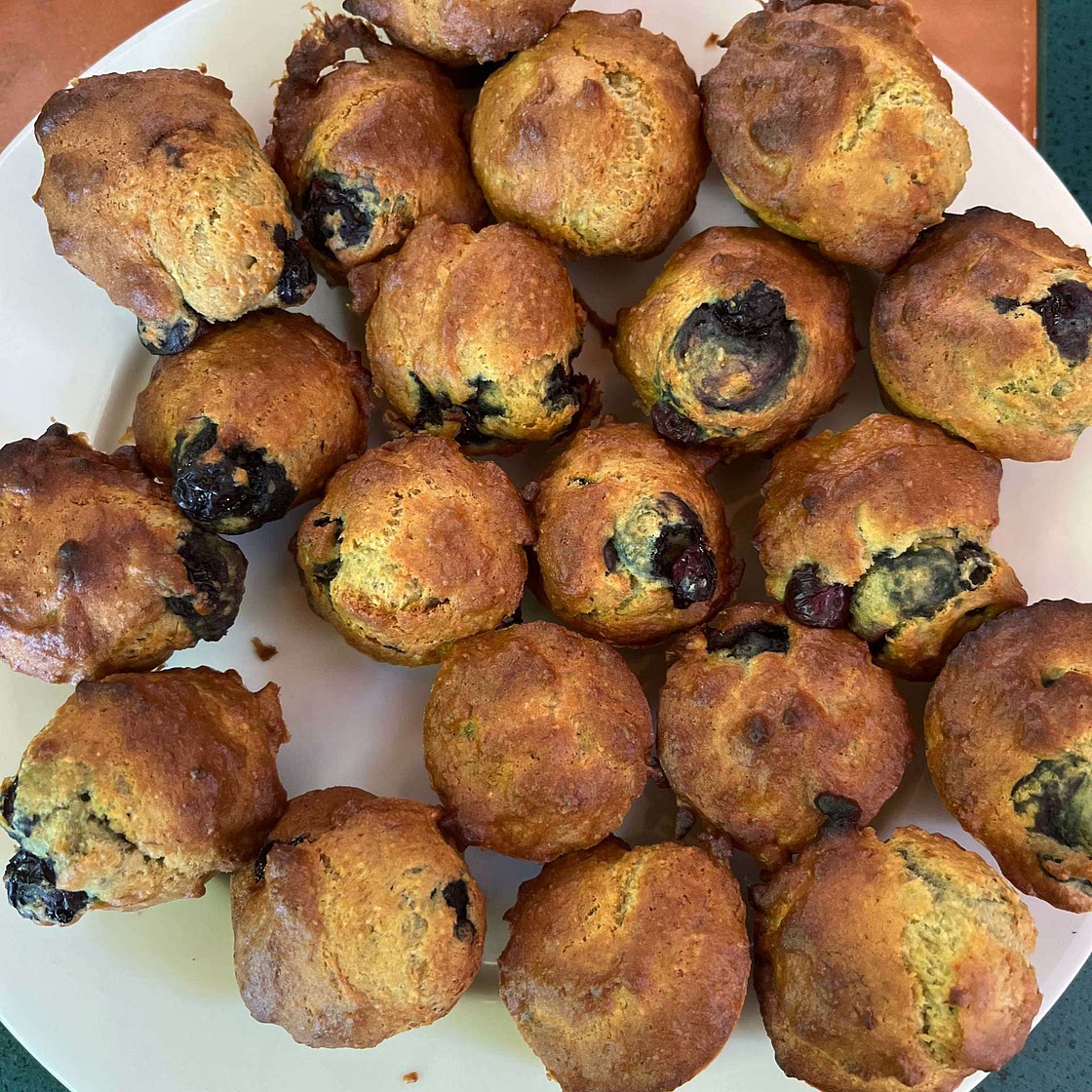 Healthy Banana Blueberry Muffins
