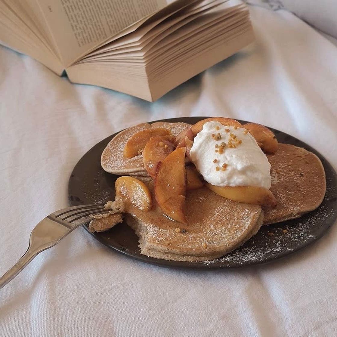 Peach and cream pancakes