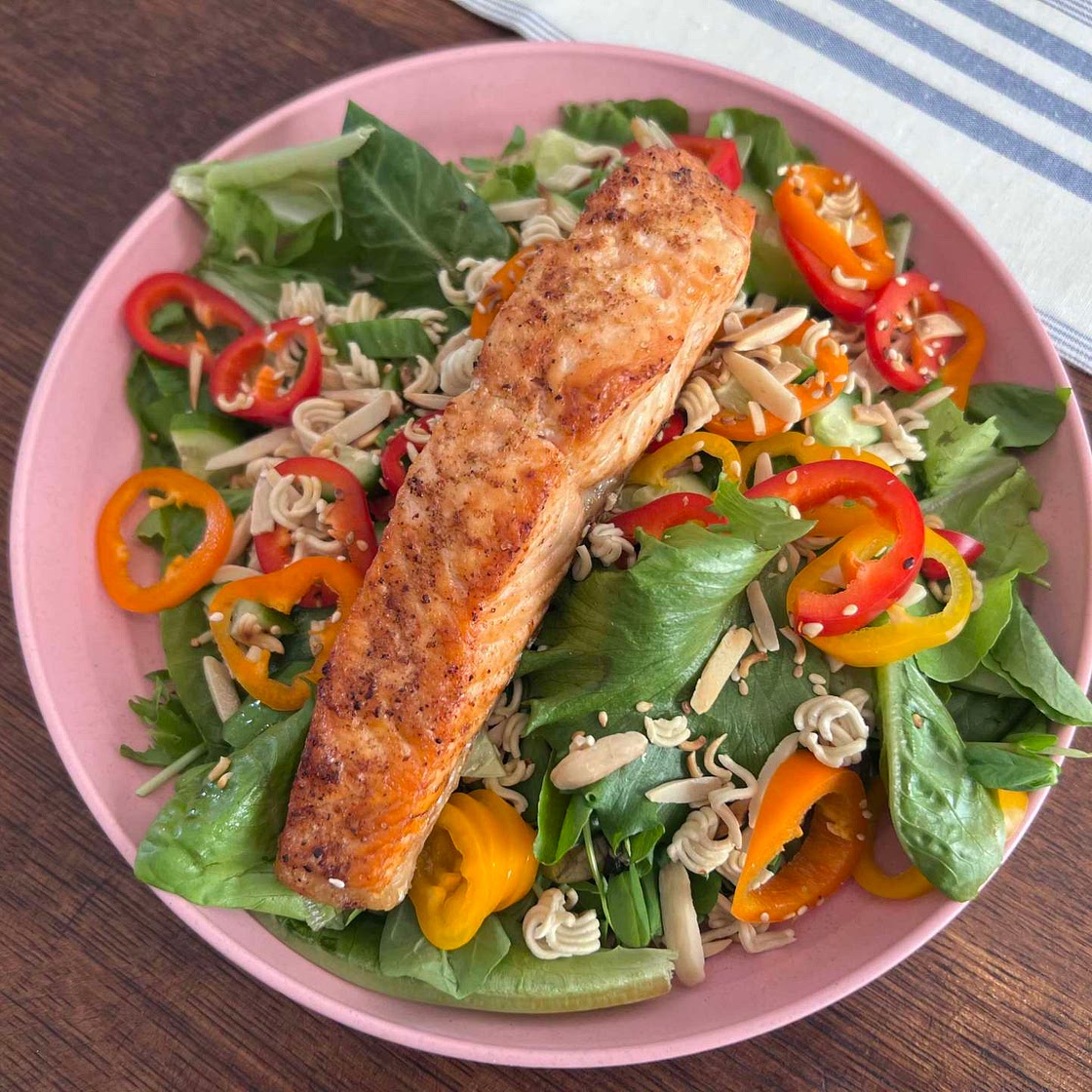 Salmon Salad w Ginger Sesame Dressing