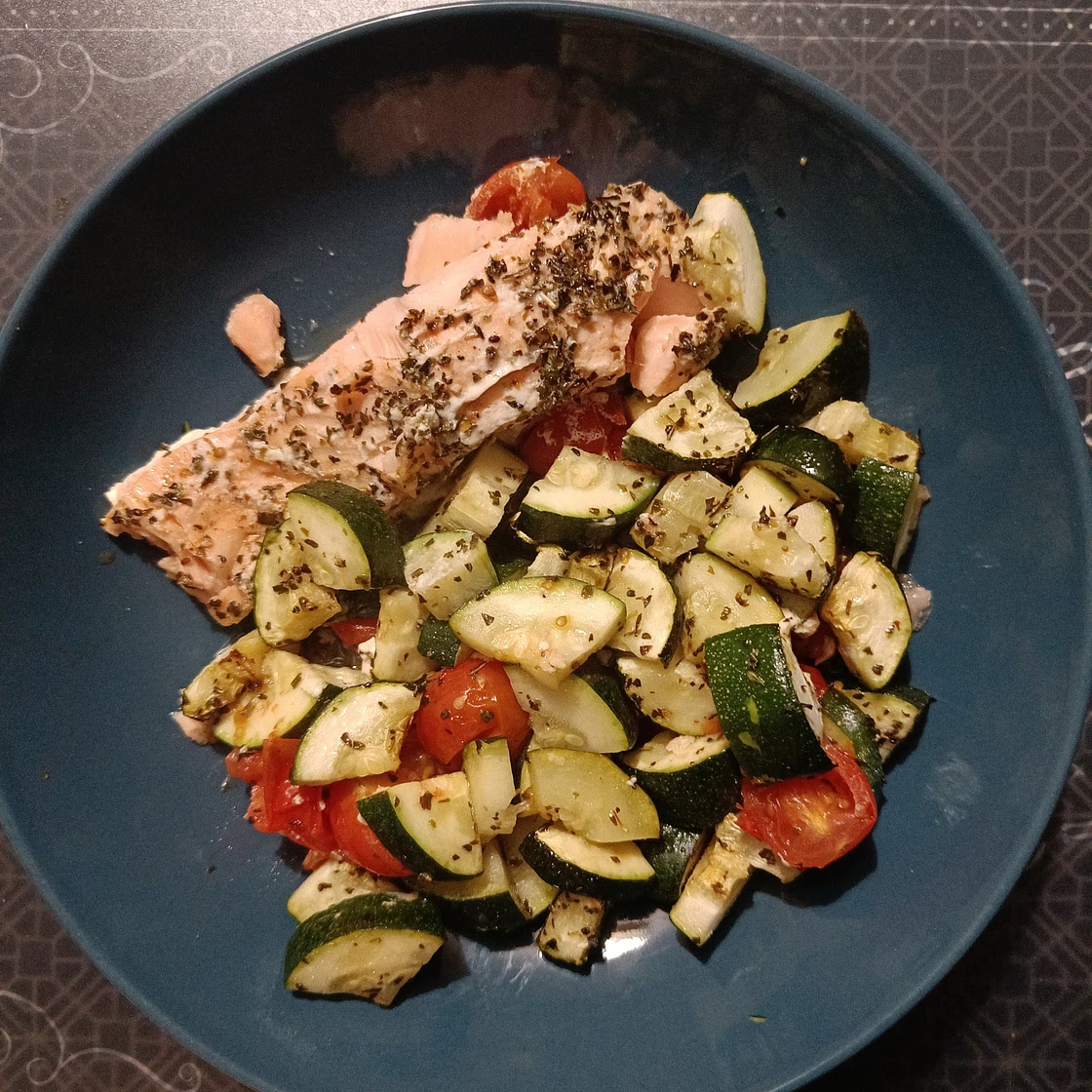Saumon courgettes au four