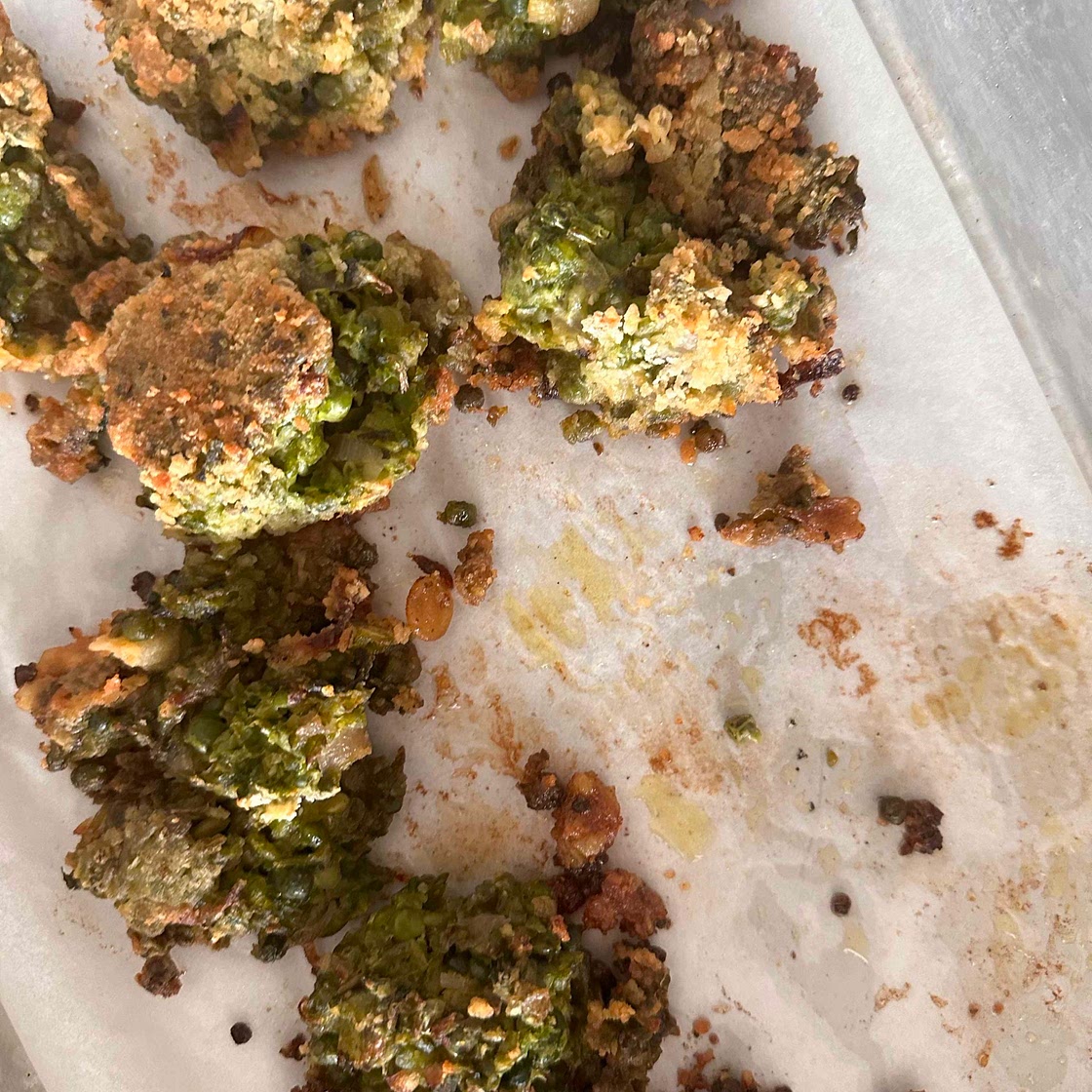 Croquetes de ervilhas e hortelã 