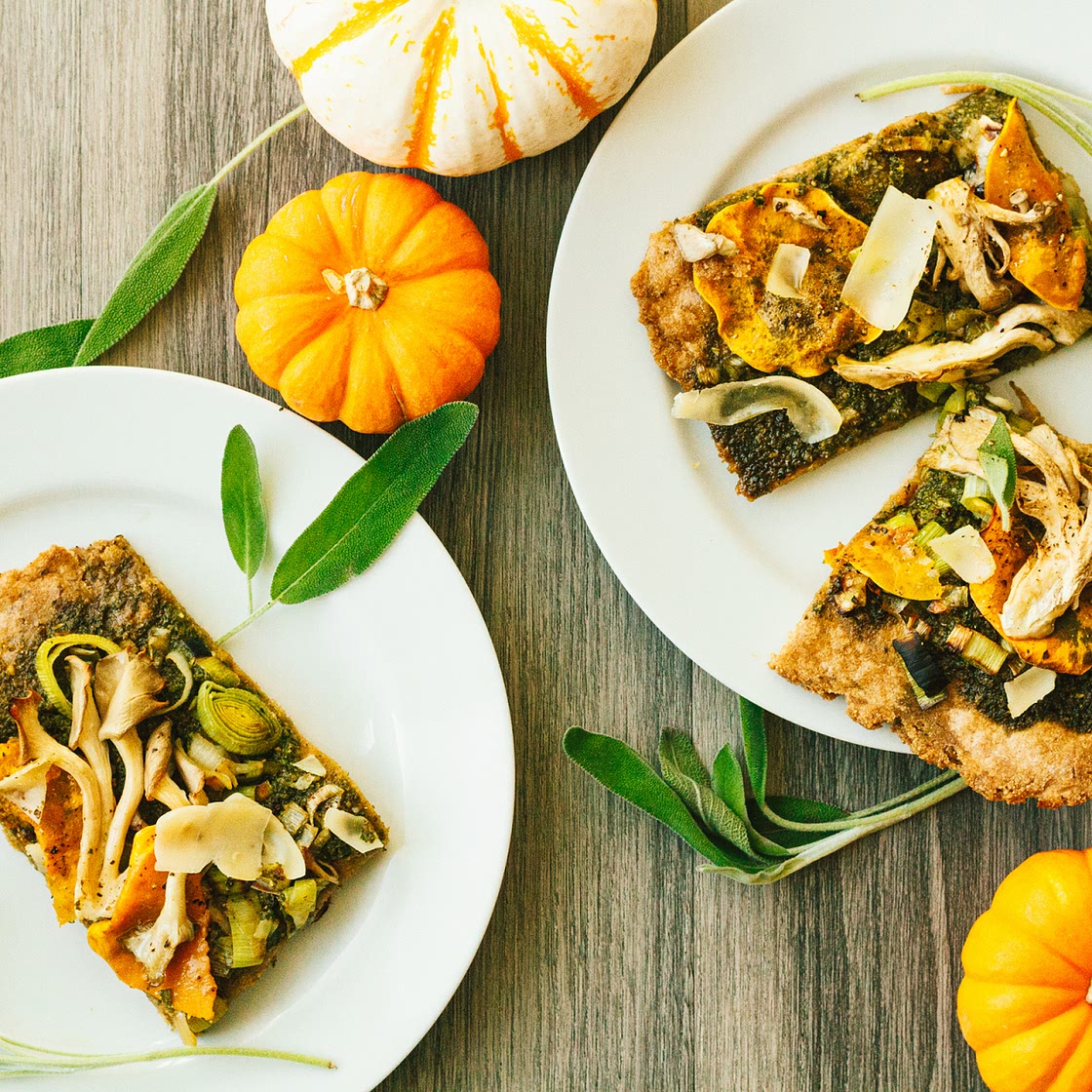 Autumn Butternut Sage Kale Pesto Pizza